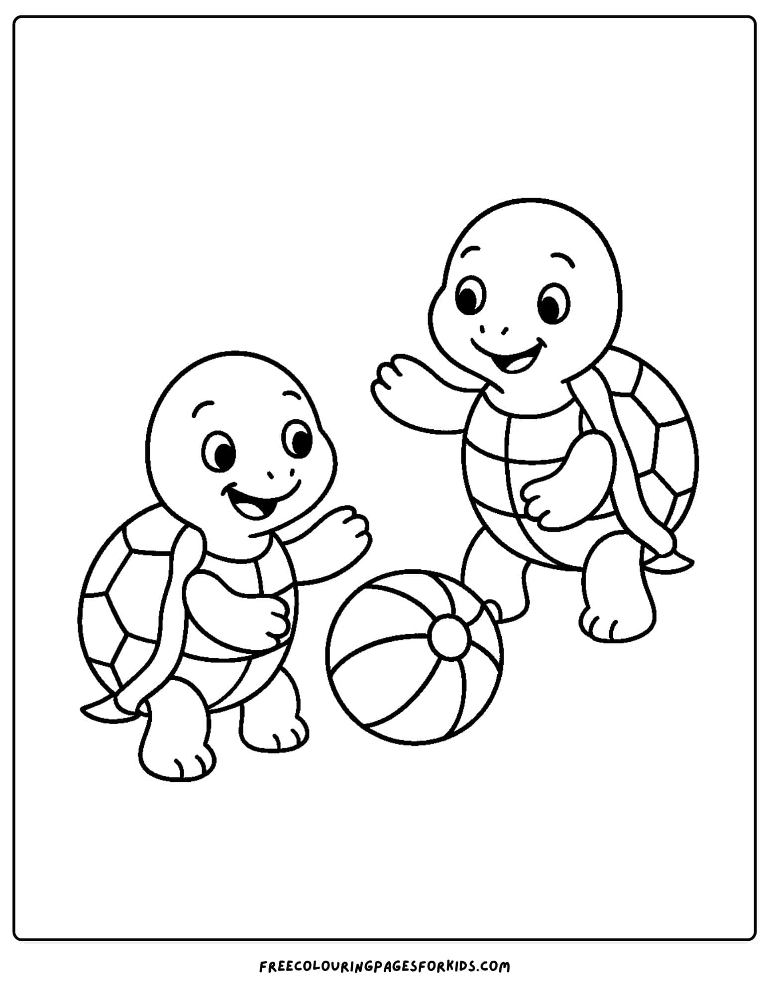 two turtle playing with a ball
