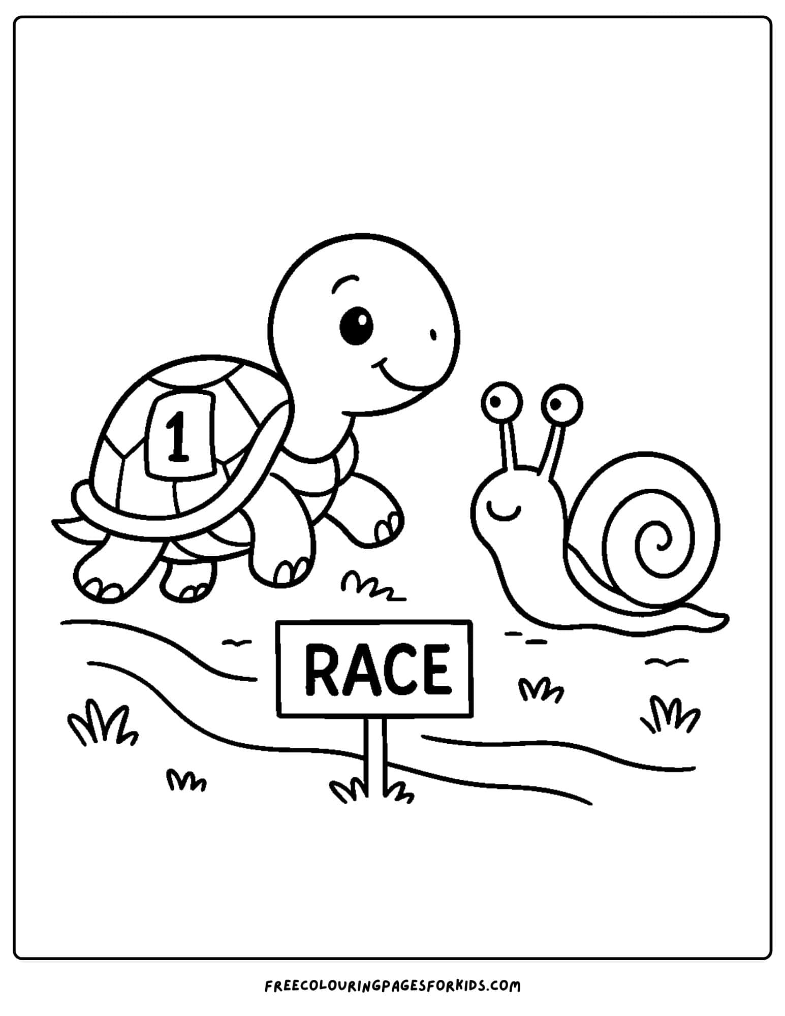 a turtle and a snail prepare for a race