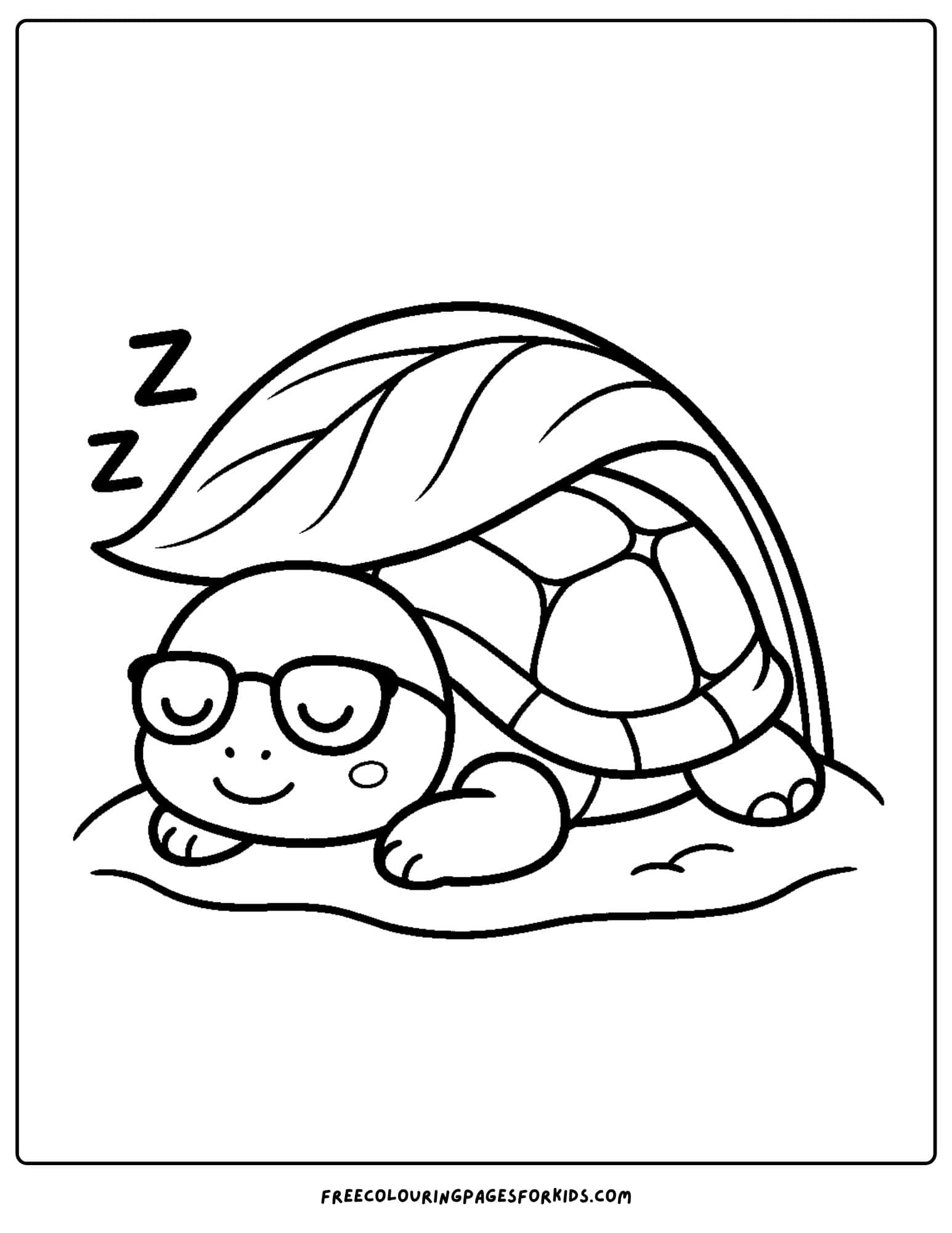 a turtle sleeping under a leaf