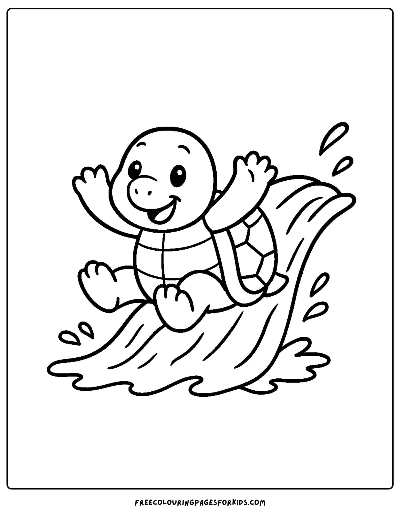 a turtle sliding down a mudslide