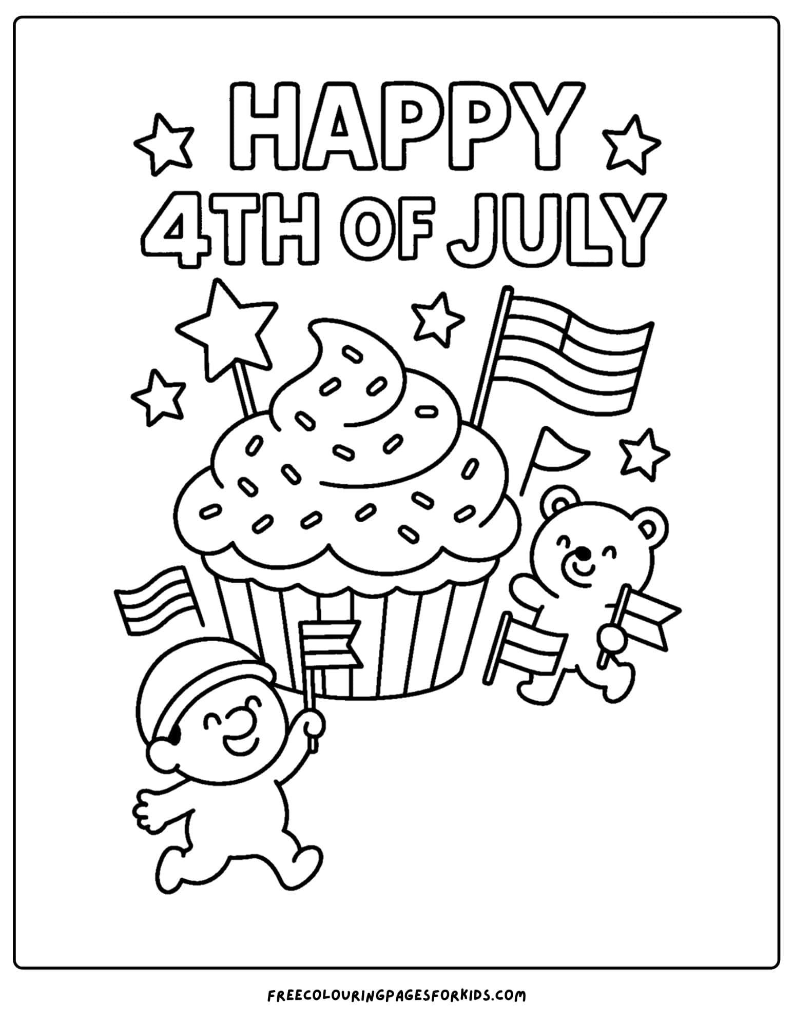 4th of july cupcake parade coloring page