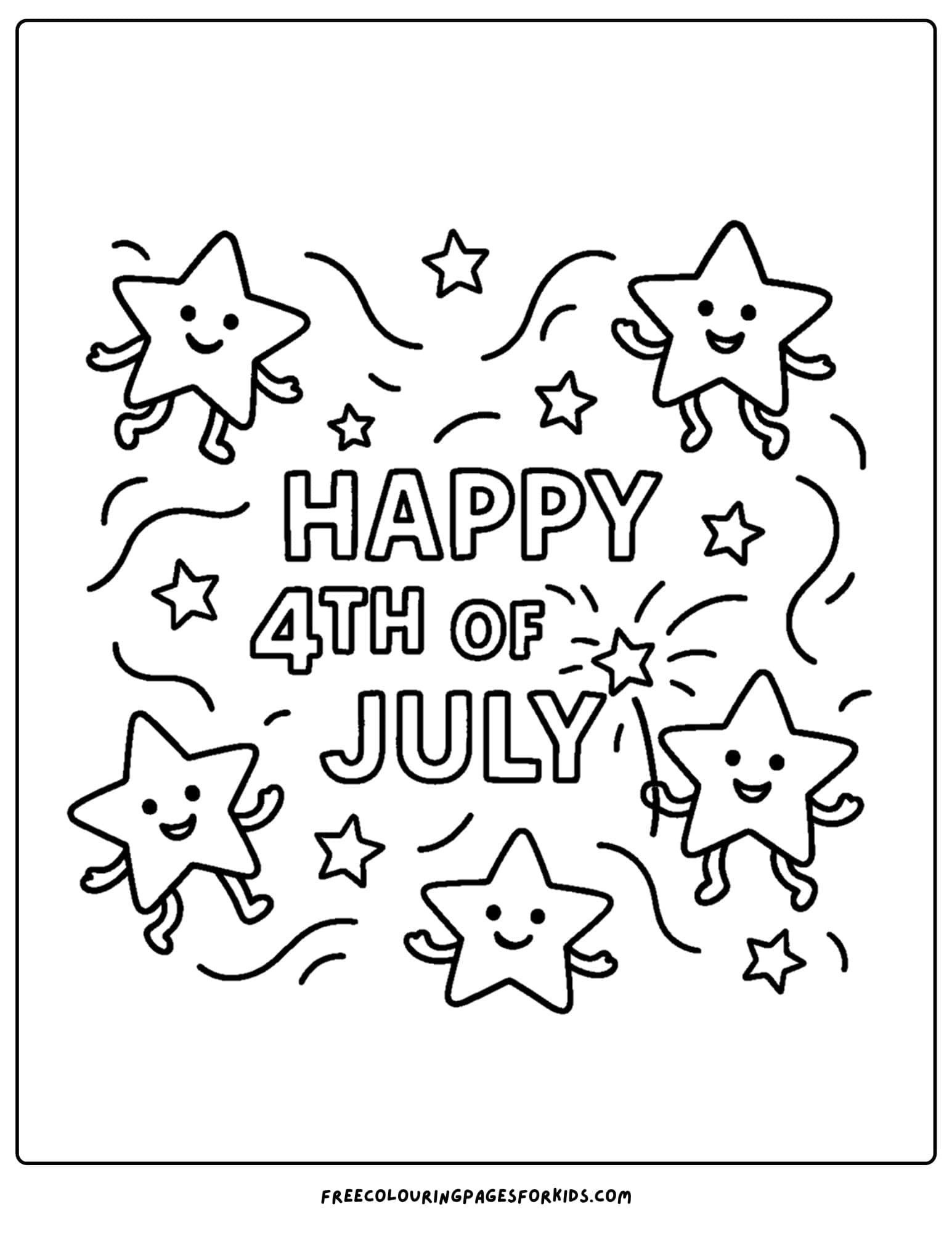 4th of july stars and fireworks coloring page