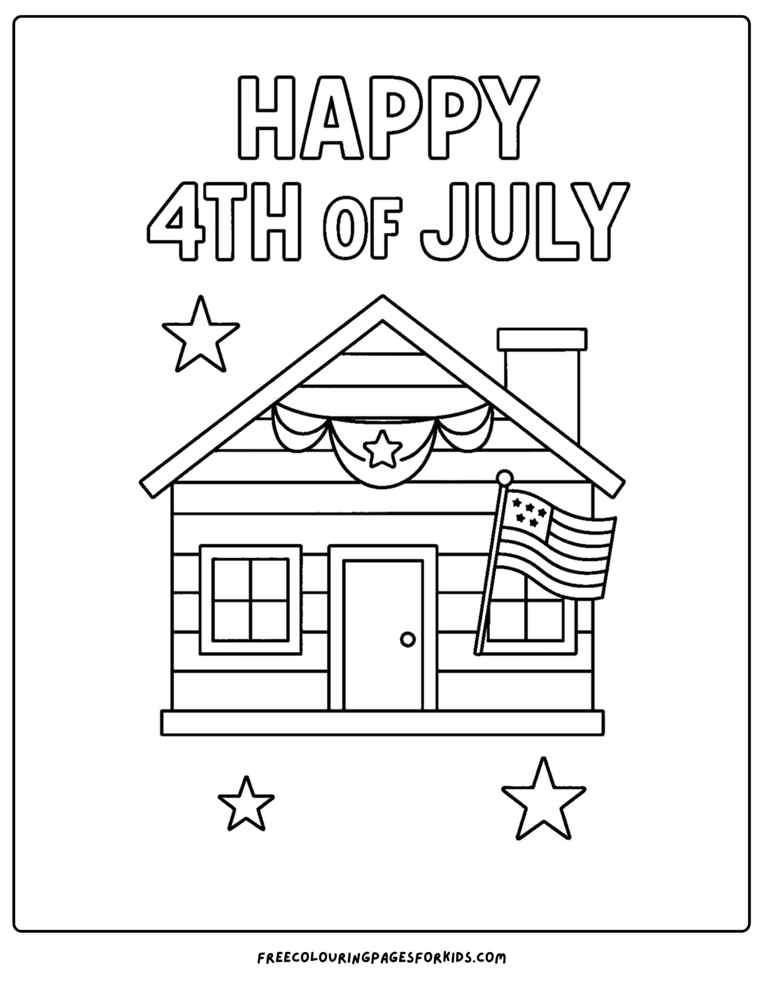 4th of july decorated house coloring page