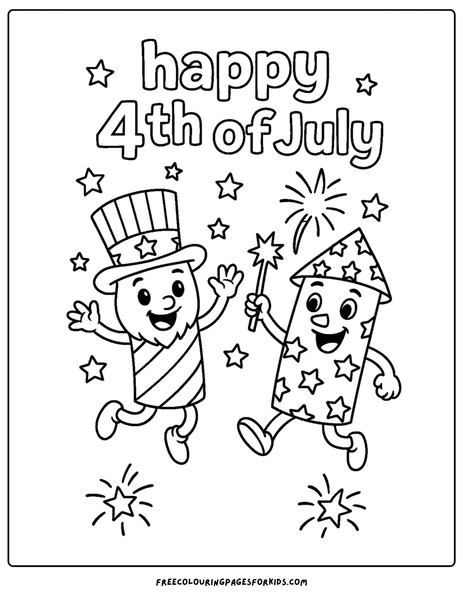 4th of july firecrackers coloring page