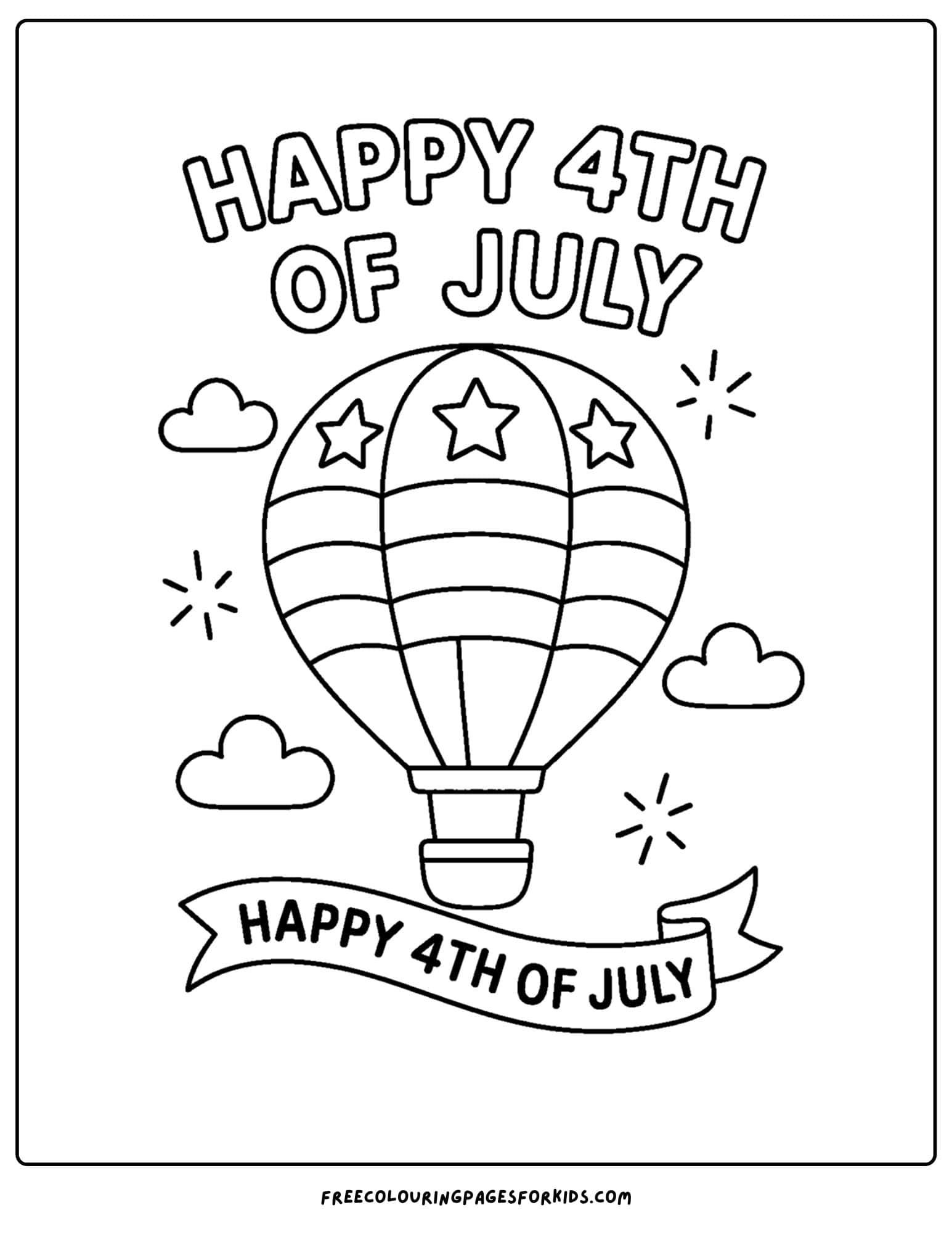 4th of july hot air balloon coloring page