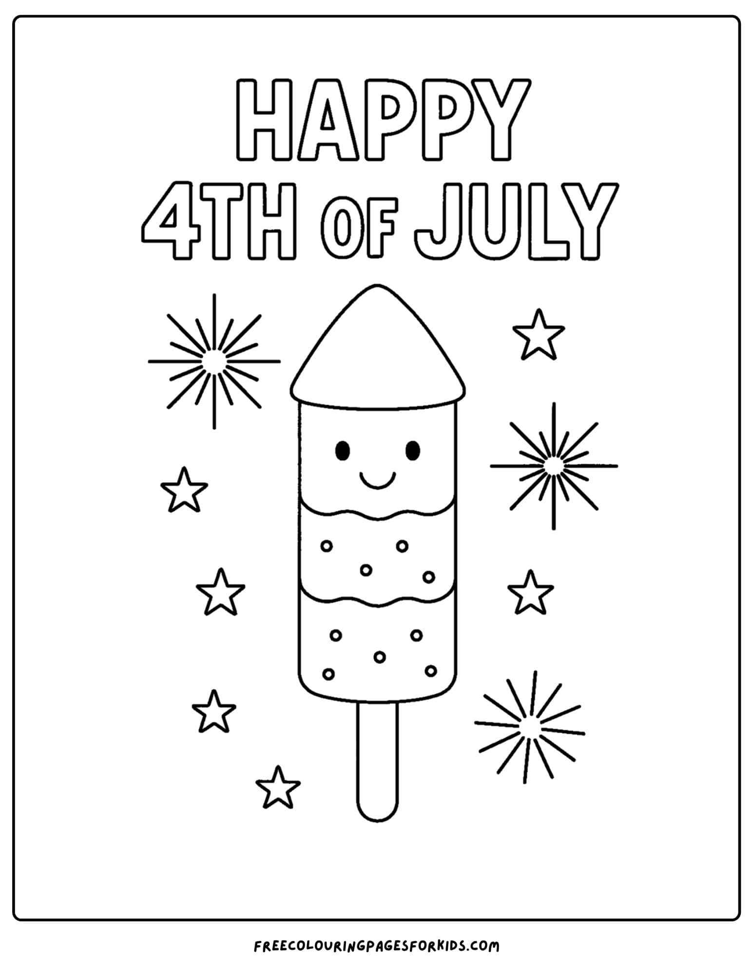 4th of july rocket popsicle coloring page