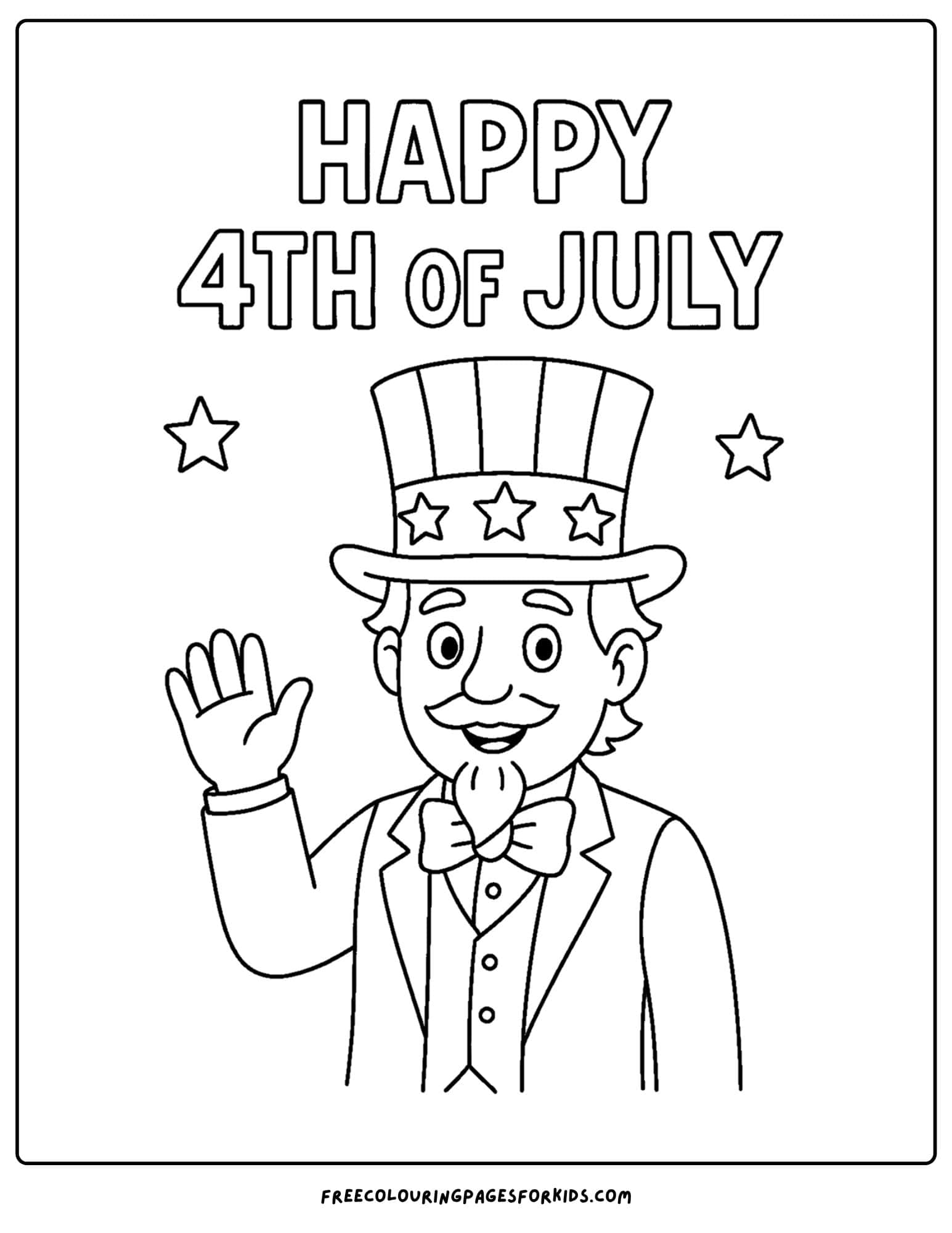 4th of july uncle sam waving coloring page