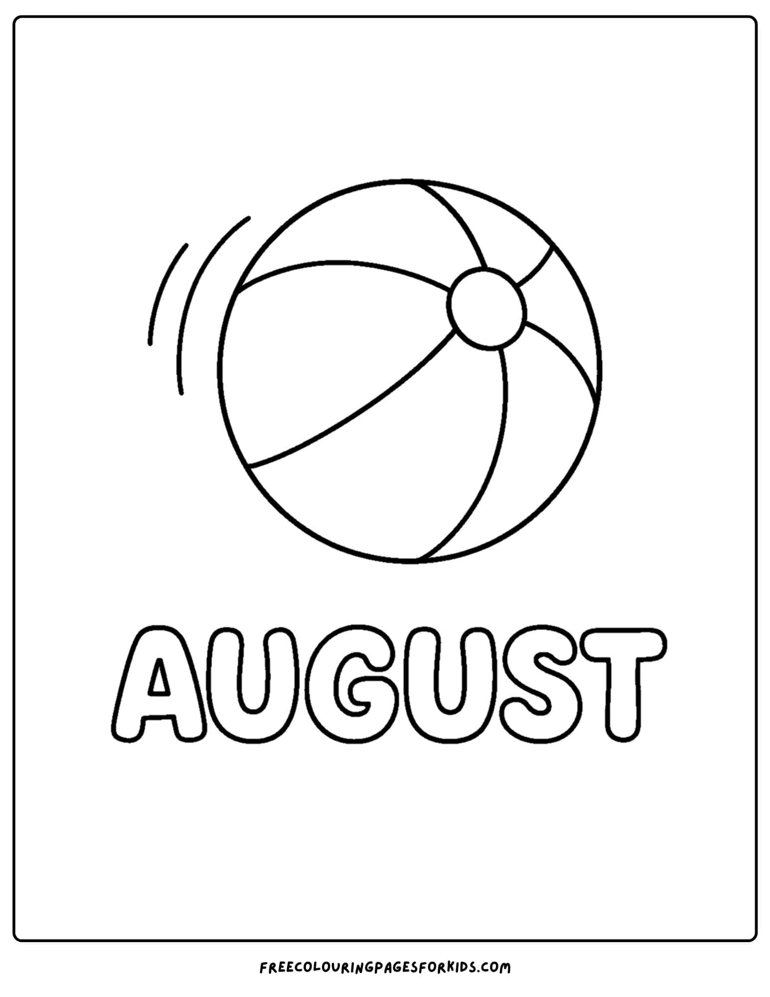 august coloring page of a beach ball