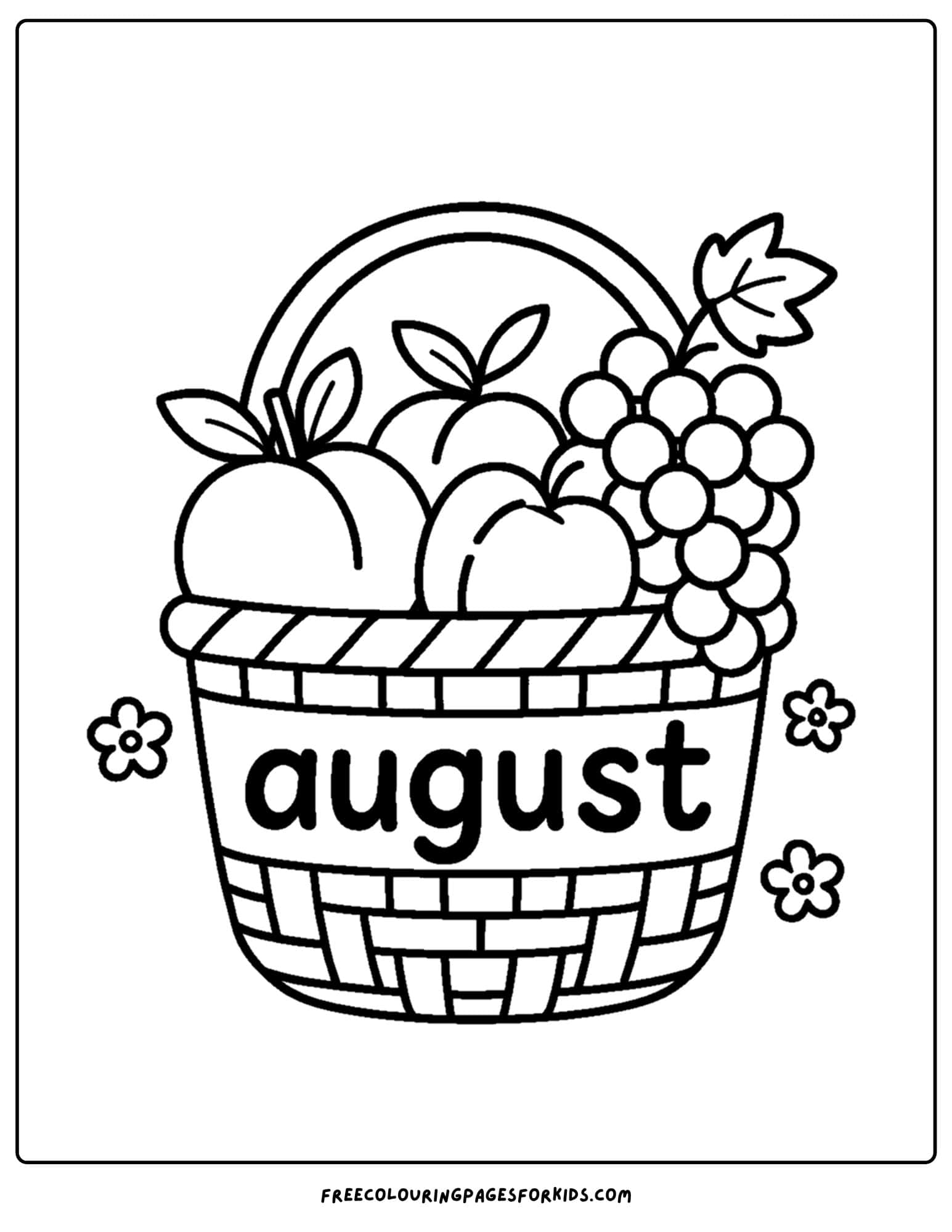 august coloring page of a fruit baskest