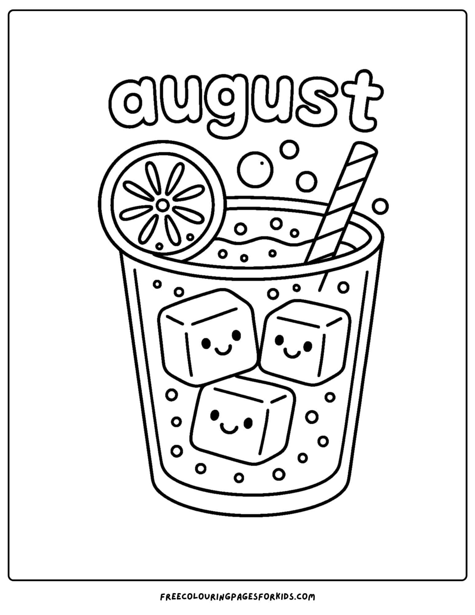 august coloring page of an ice cold summer drink