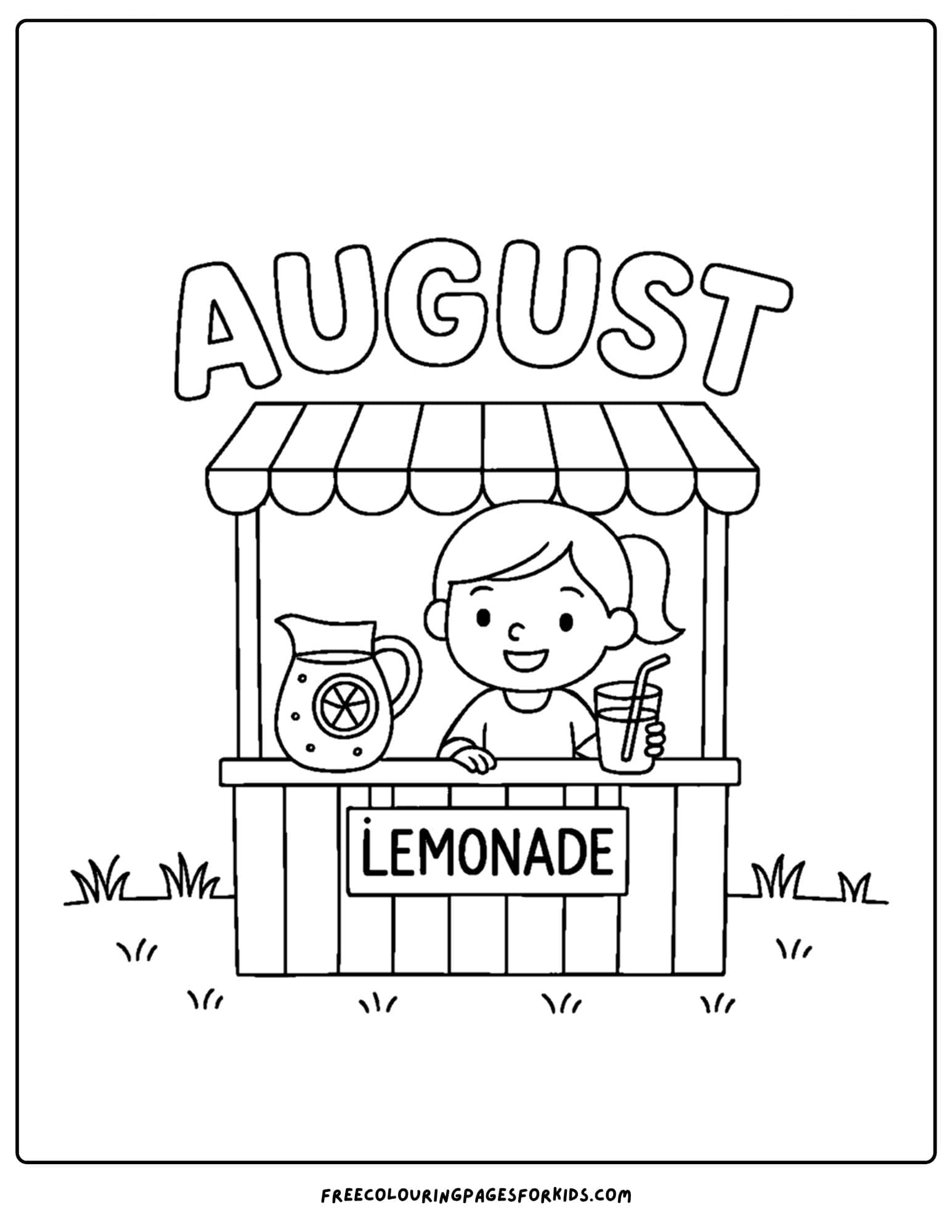august coloring page of a lemonade strand