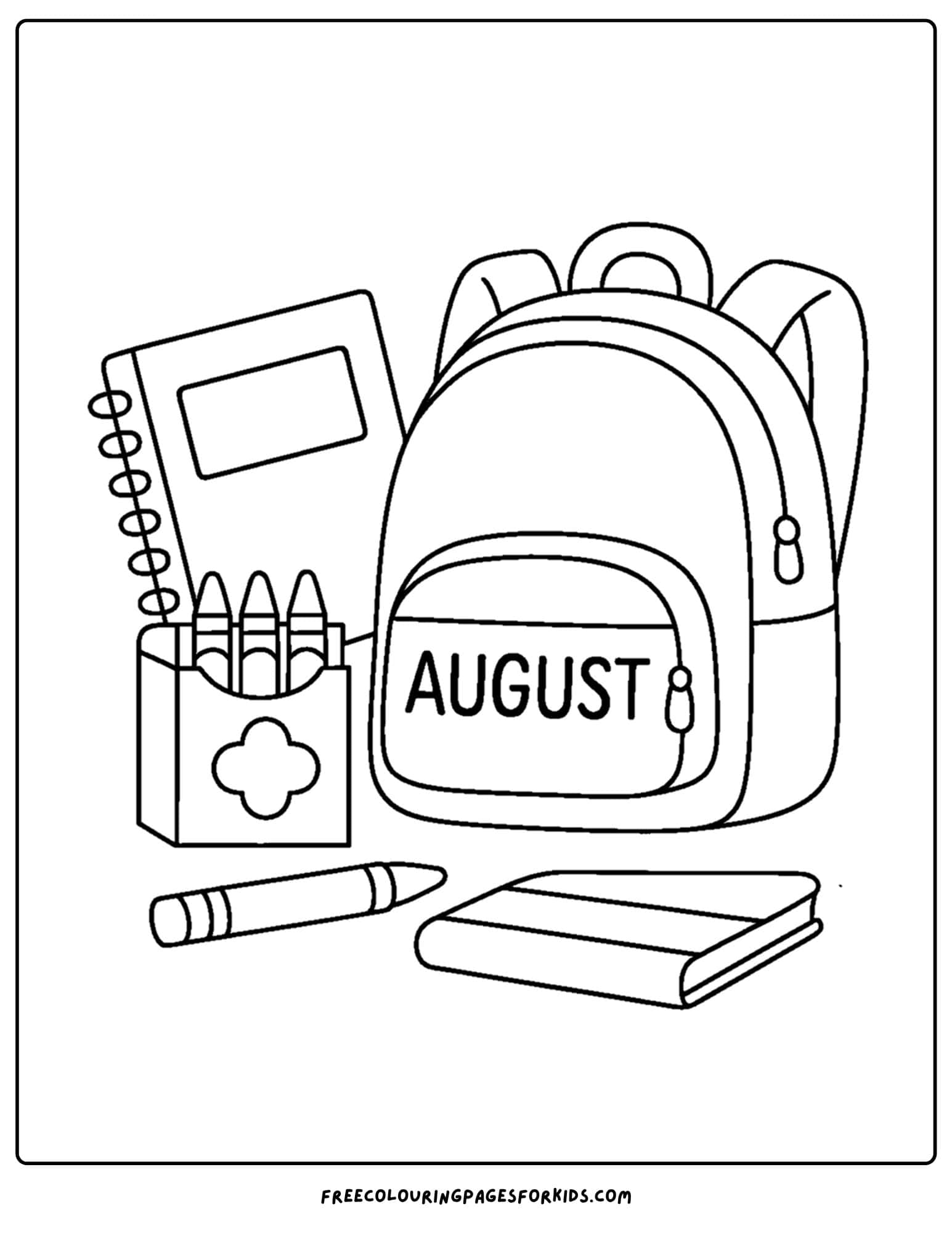 august coloring page getting all your school supplies