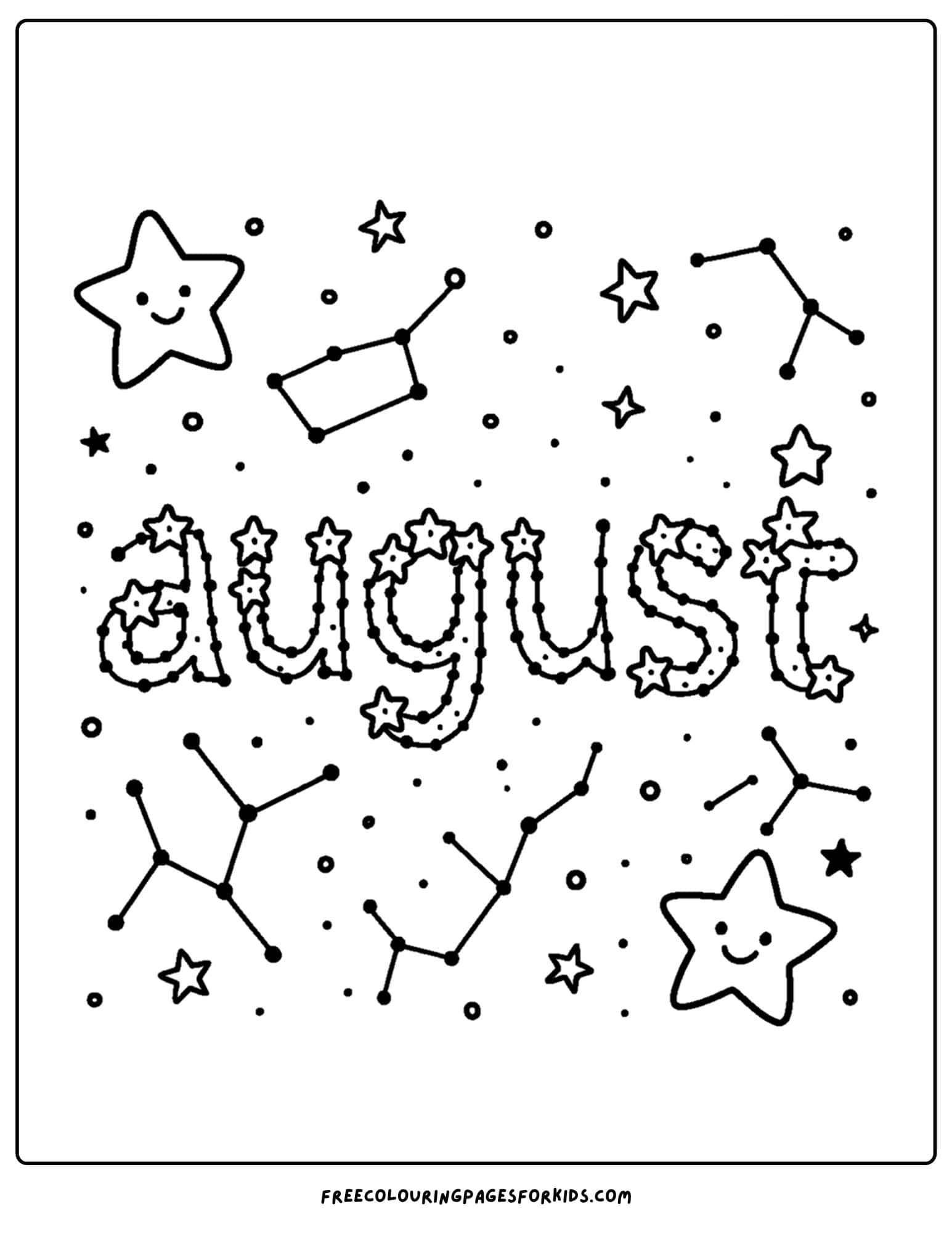 august coloring page of the stars in the sky