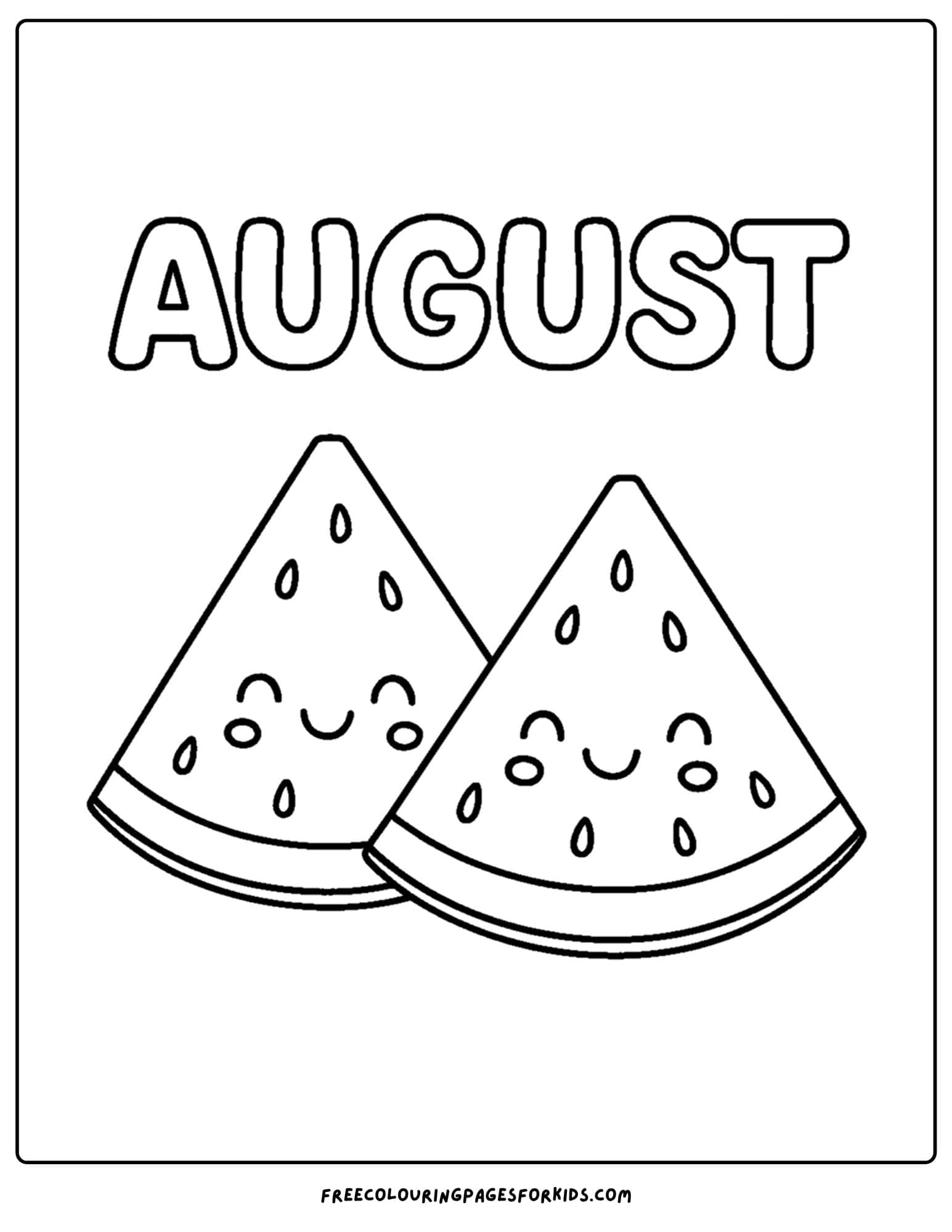 august coloring page slices of watermelon