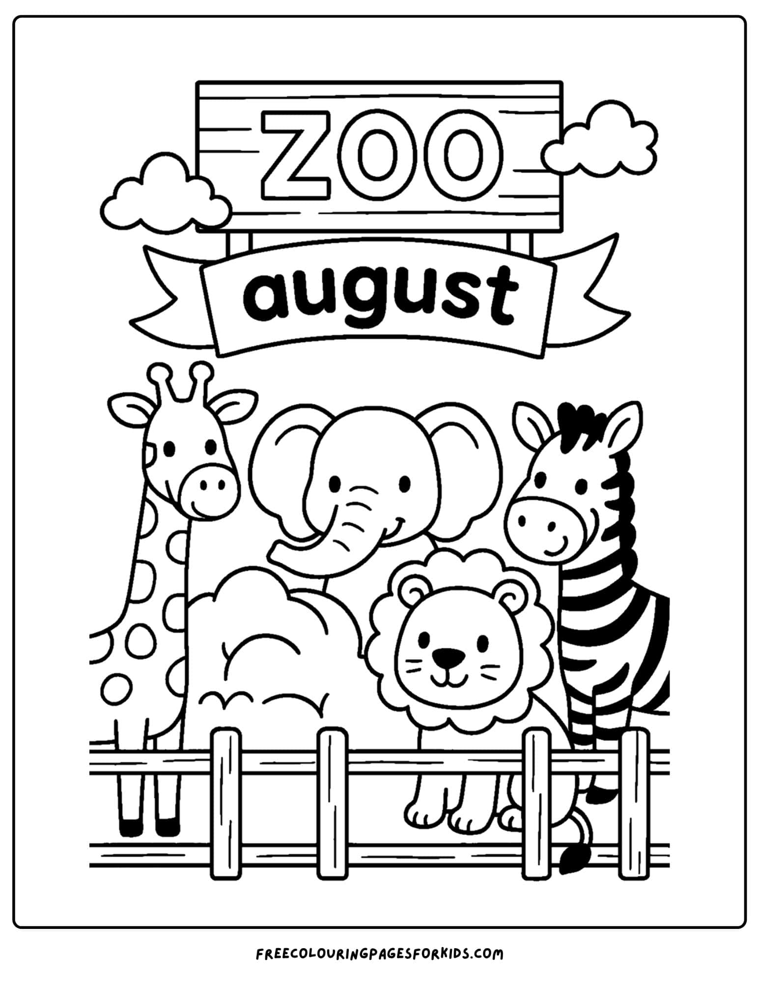 august coloring page visit to the zoo
