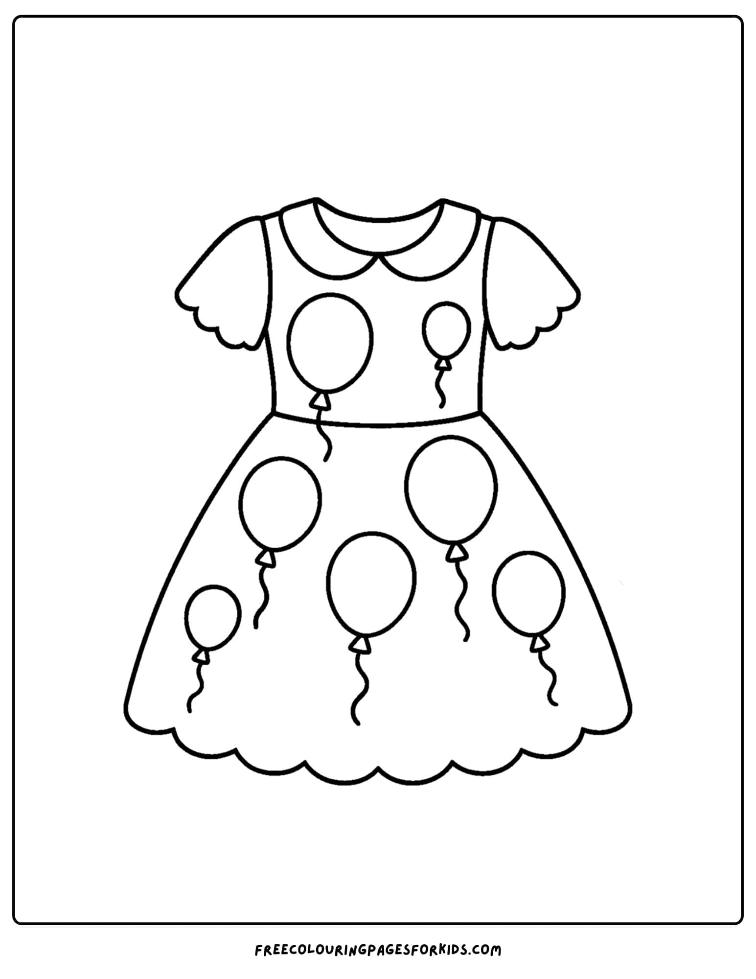 a dress with balloon on it coloring page
