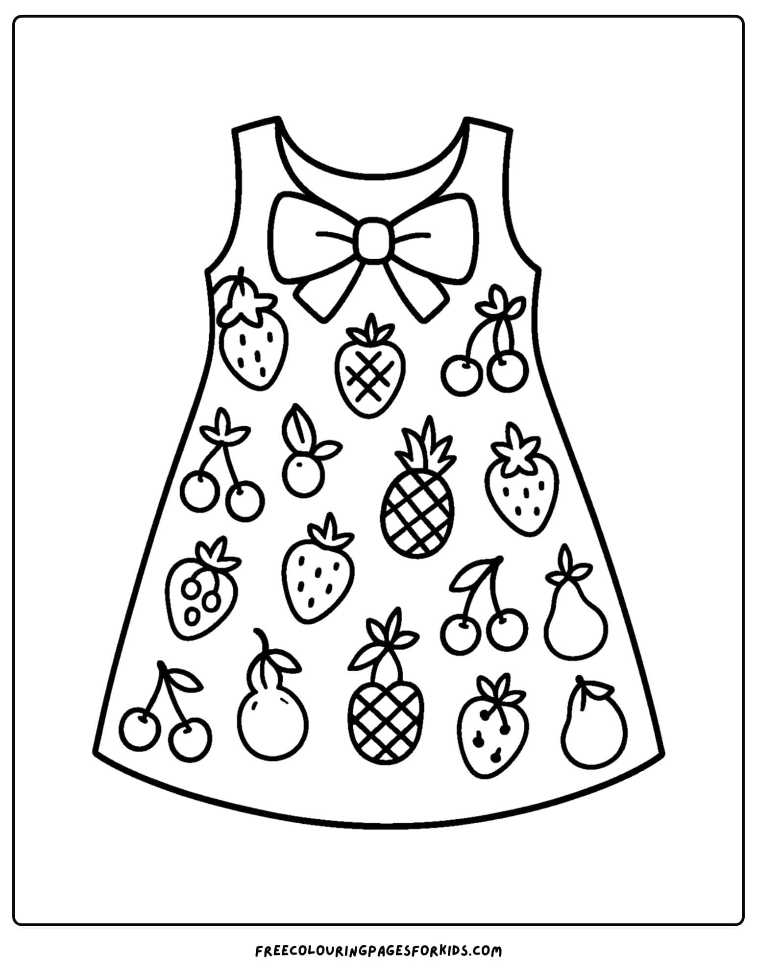 a fruit pattern dress coloring page