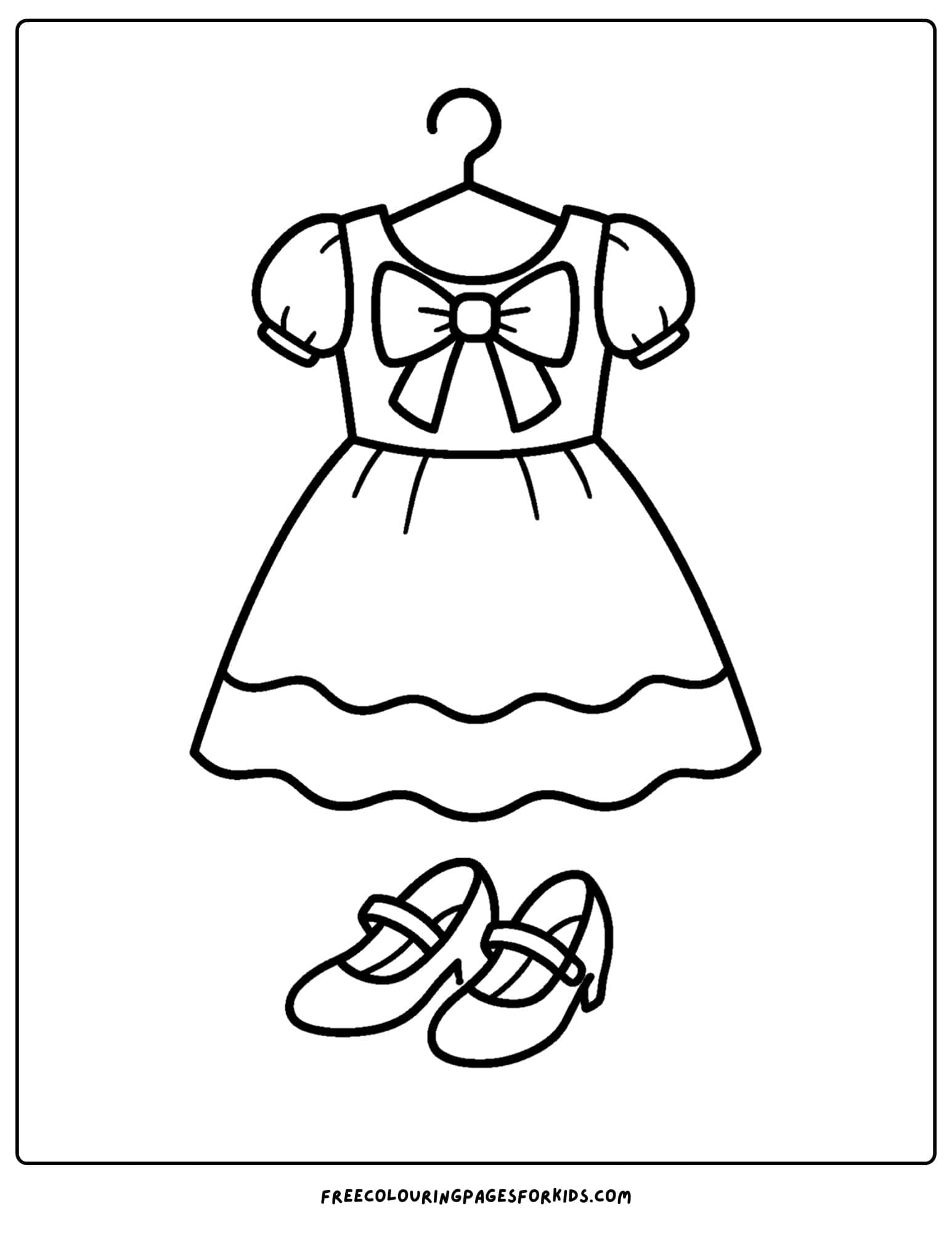 a dress with a bow on it coloring page