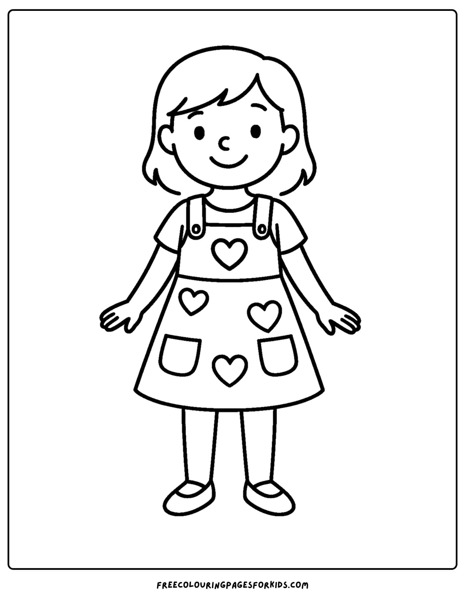 a heart pattern dress coloring page