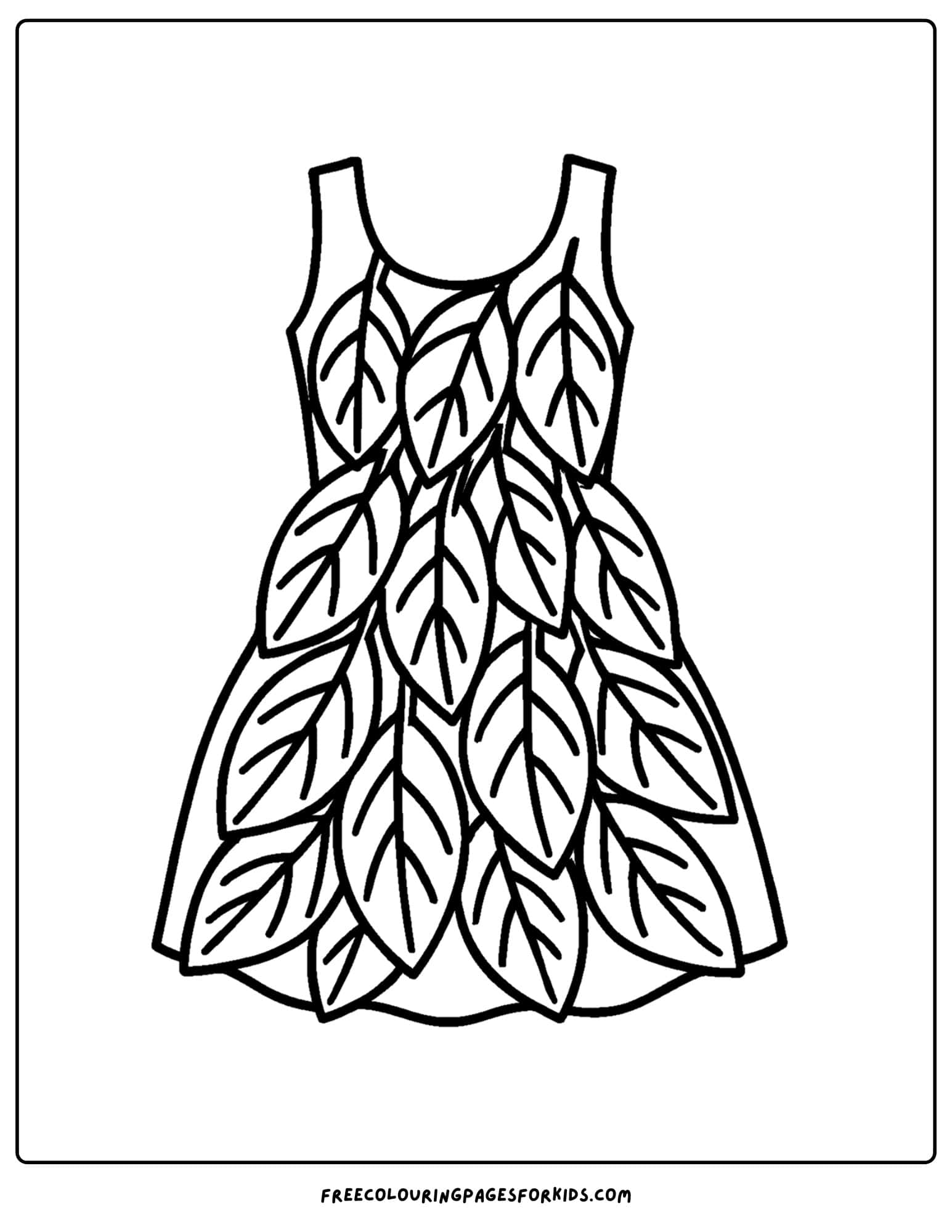 a leaf dress coloring page