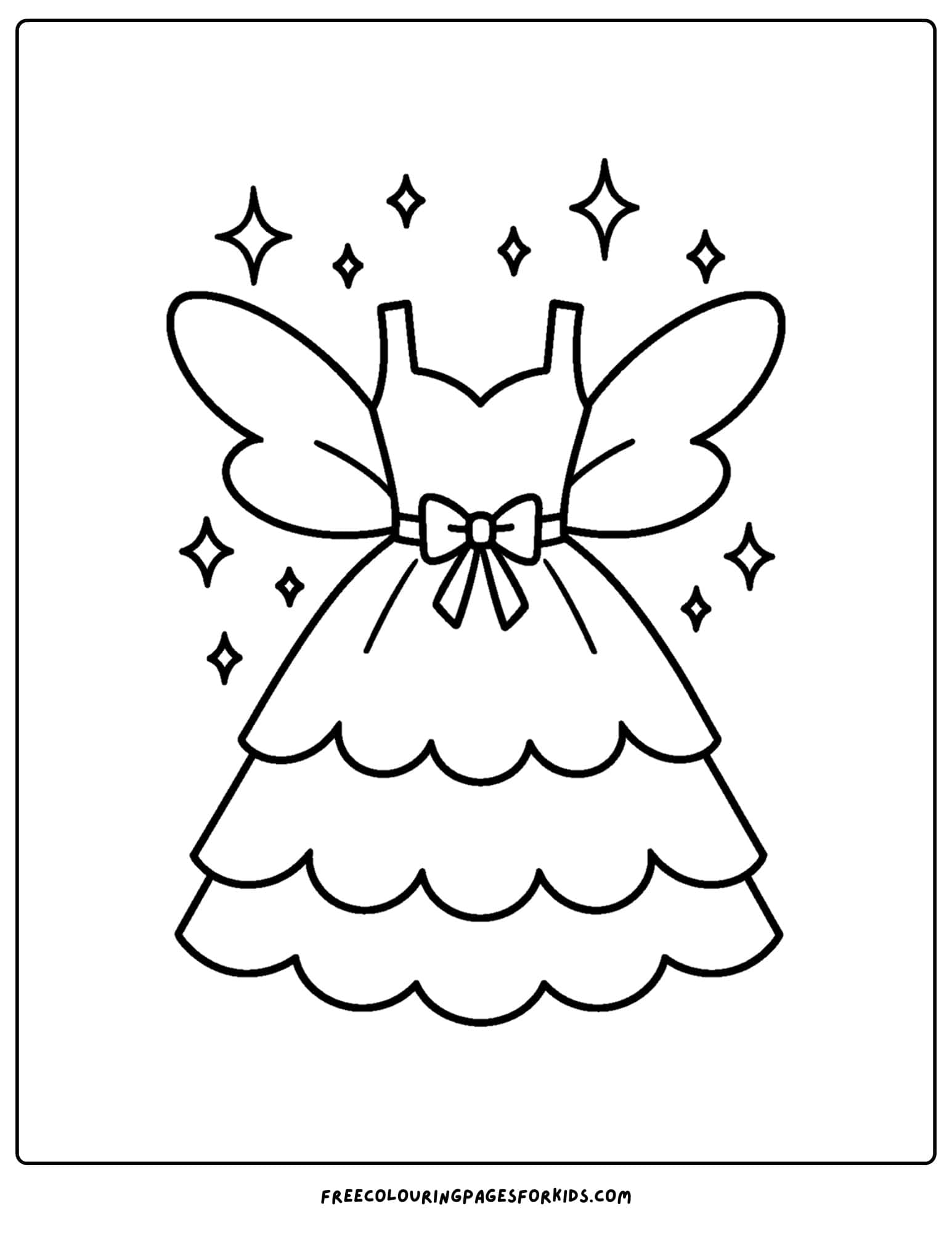 a magic dress with wings coloring page
