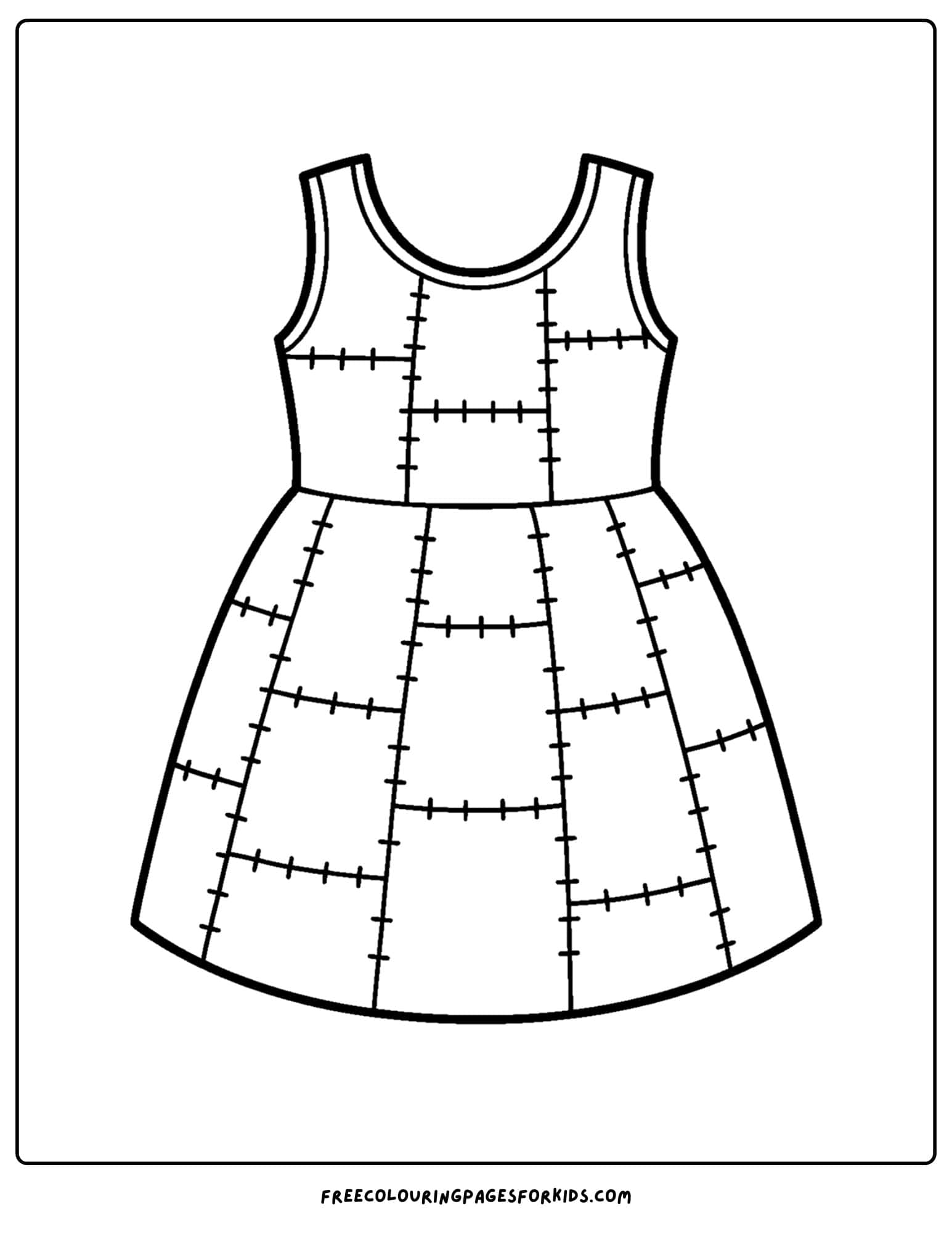 a patchwork dress coloring page