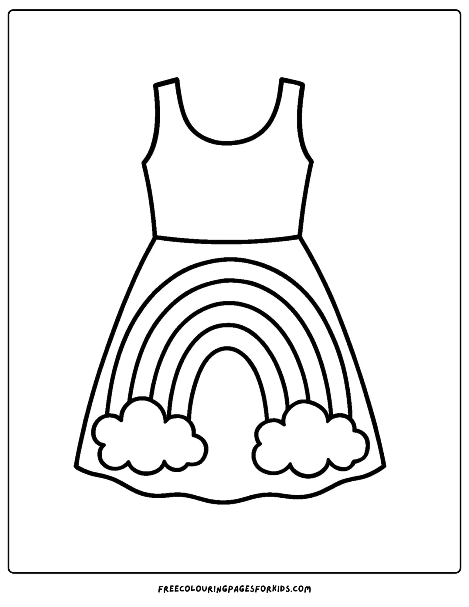 a dress with a rainbow coloring page