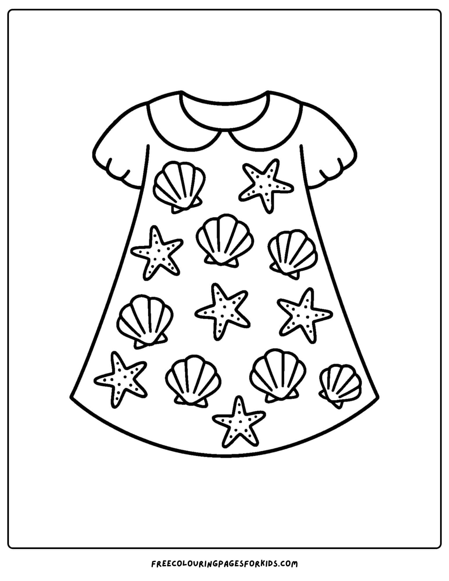 a dress with shells on it coloring page