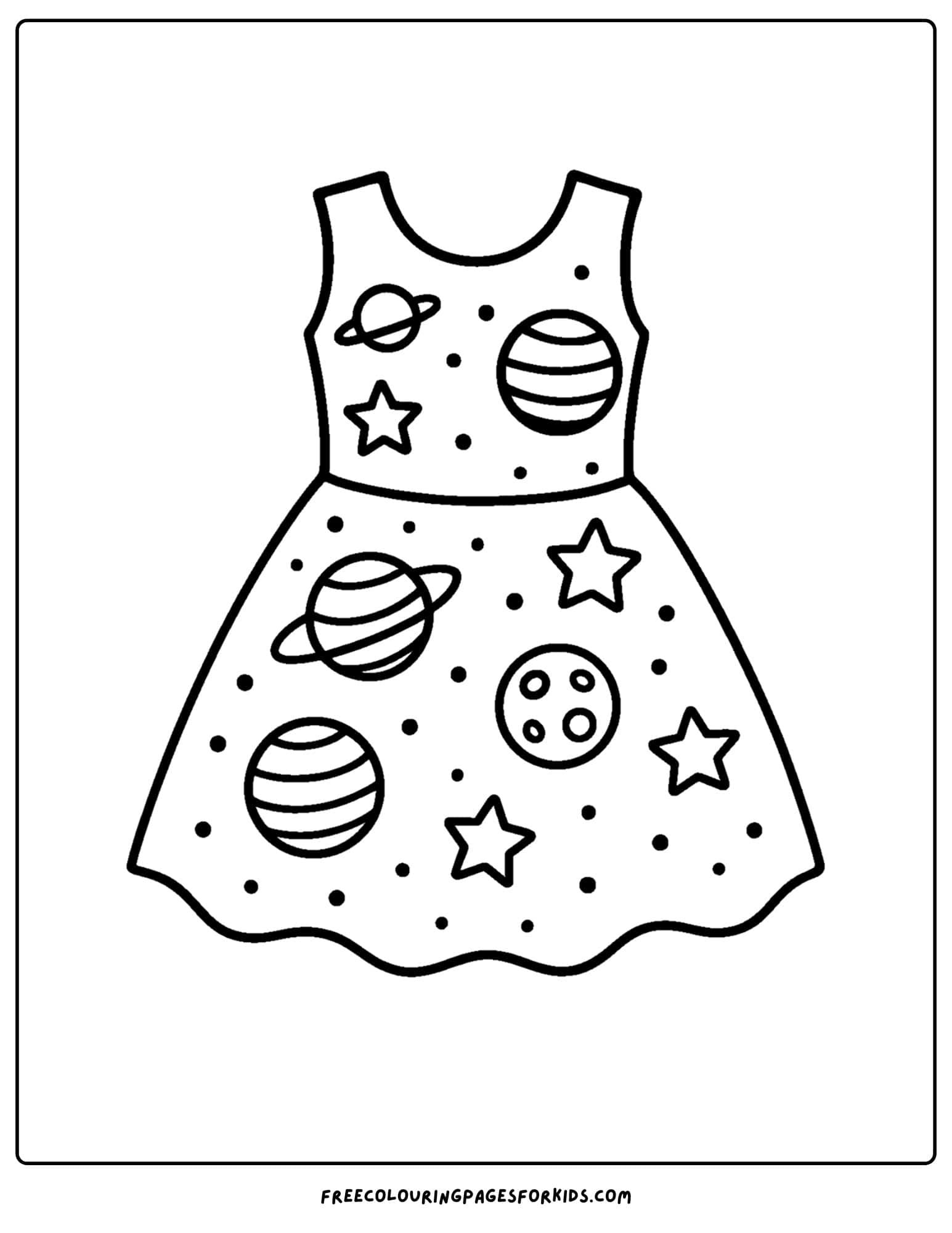 a space dress coloring page