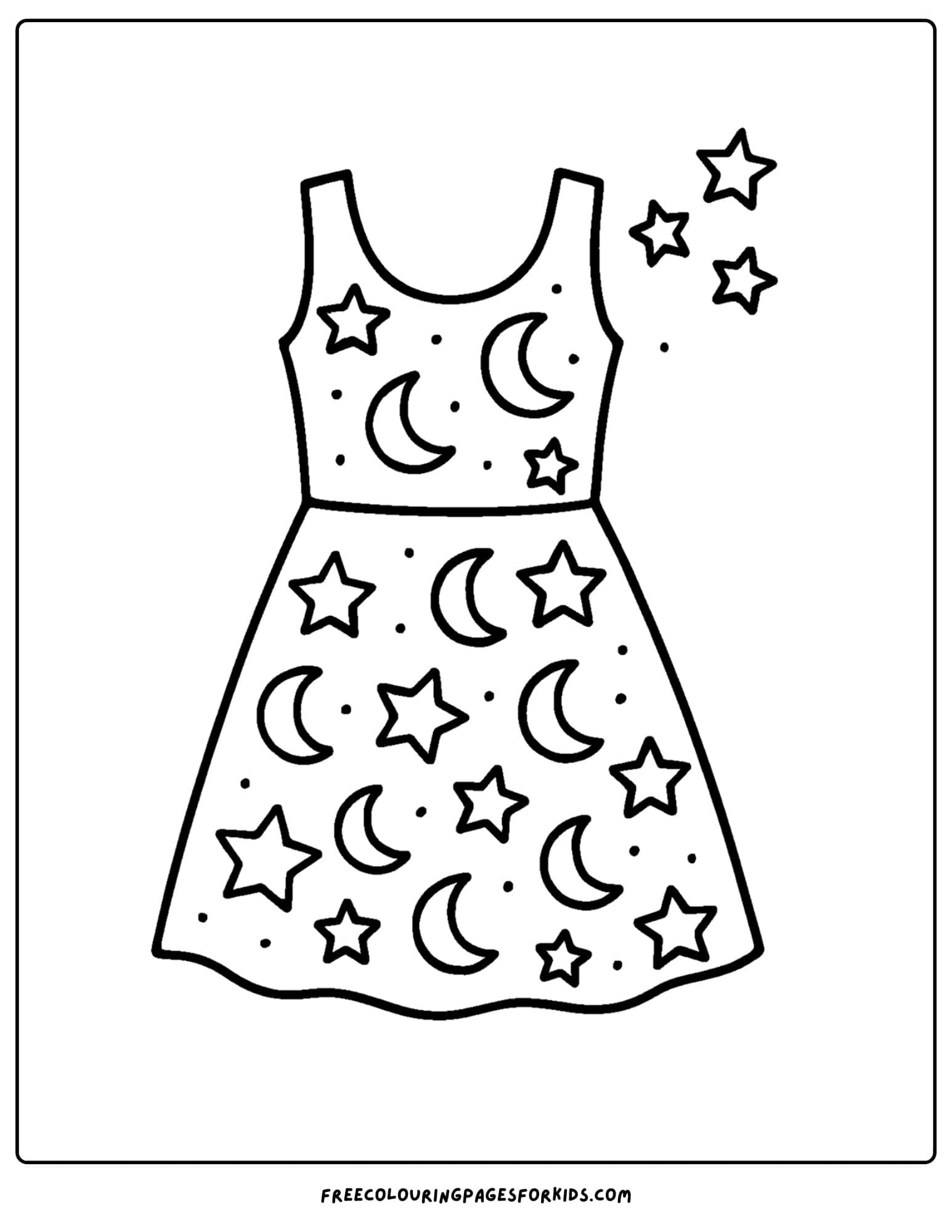 a stars and moon dress coloring page