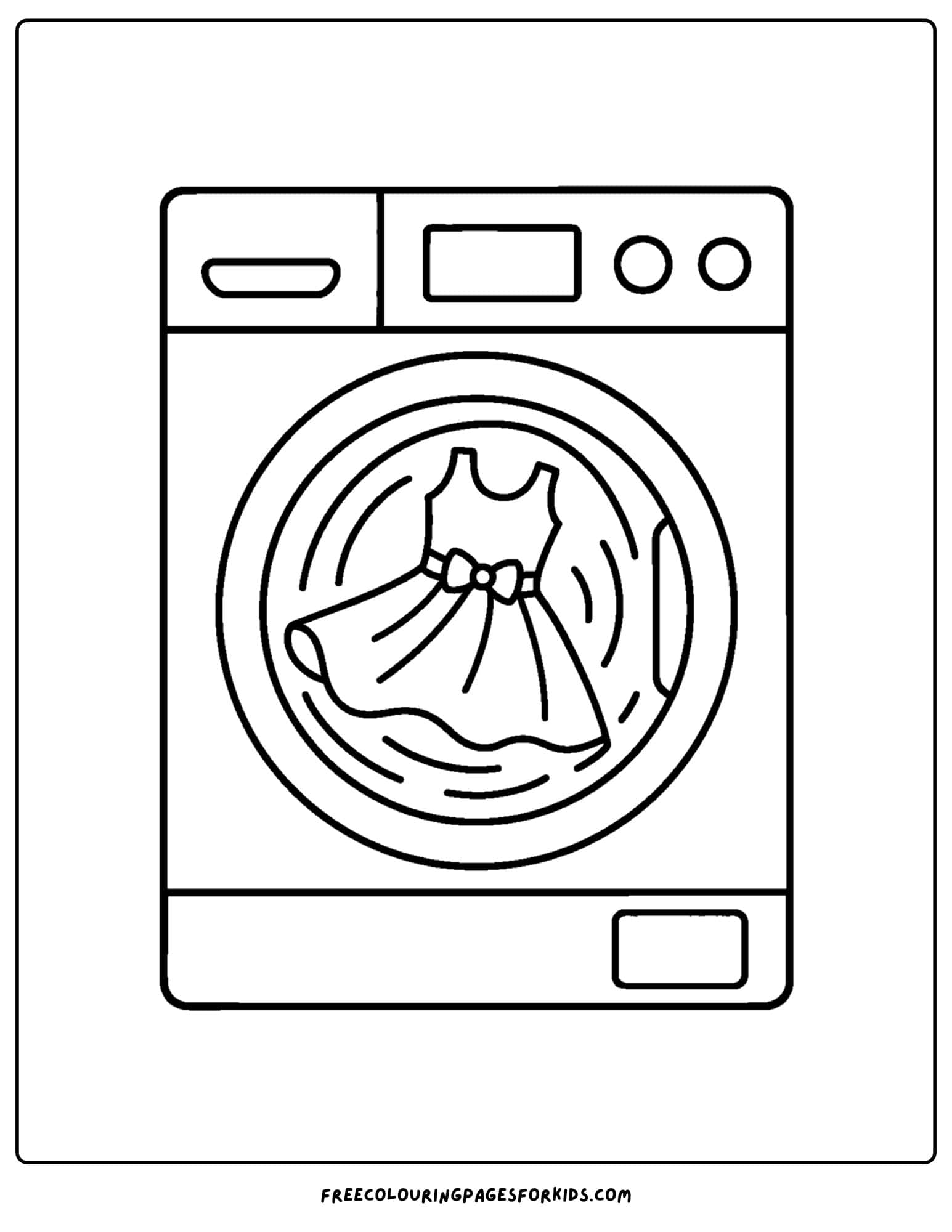a dress in a washing machine coloring page