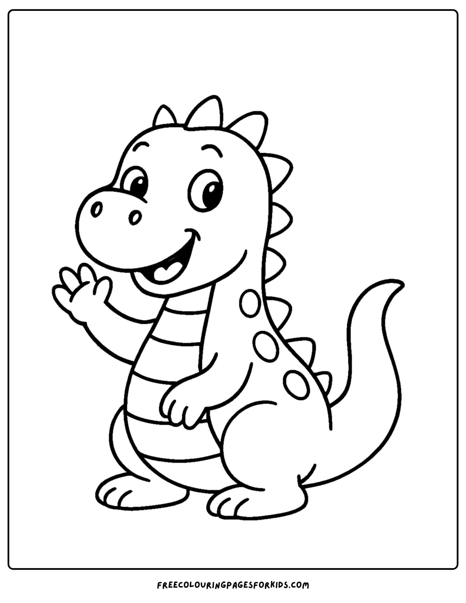 an easy to color dinosaur waving