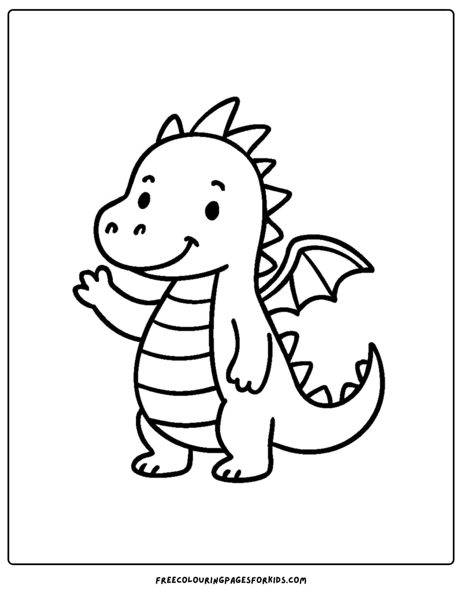 an easy to color dragon waving