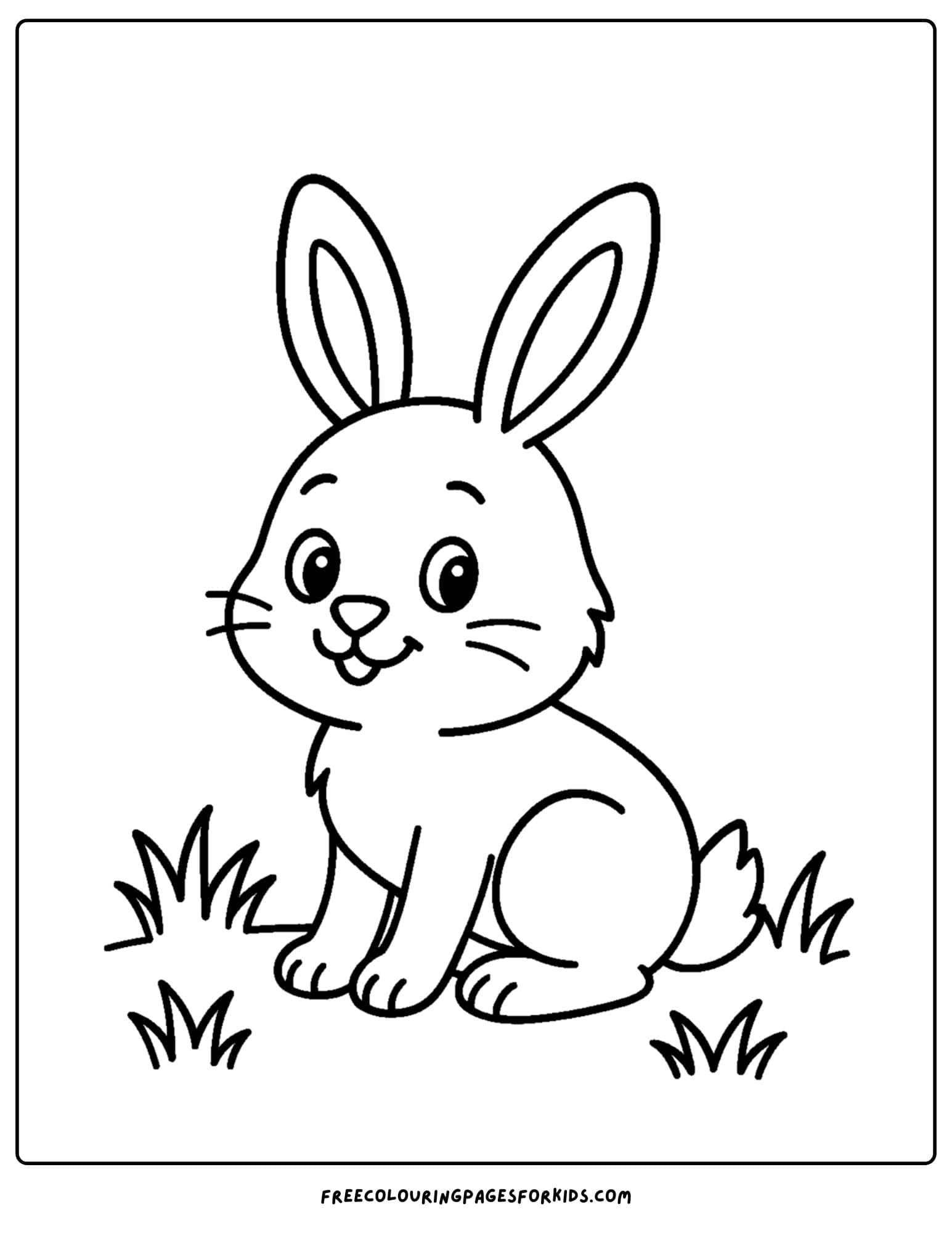 an easy to color bunny in the grass