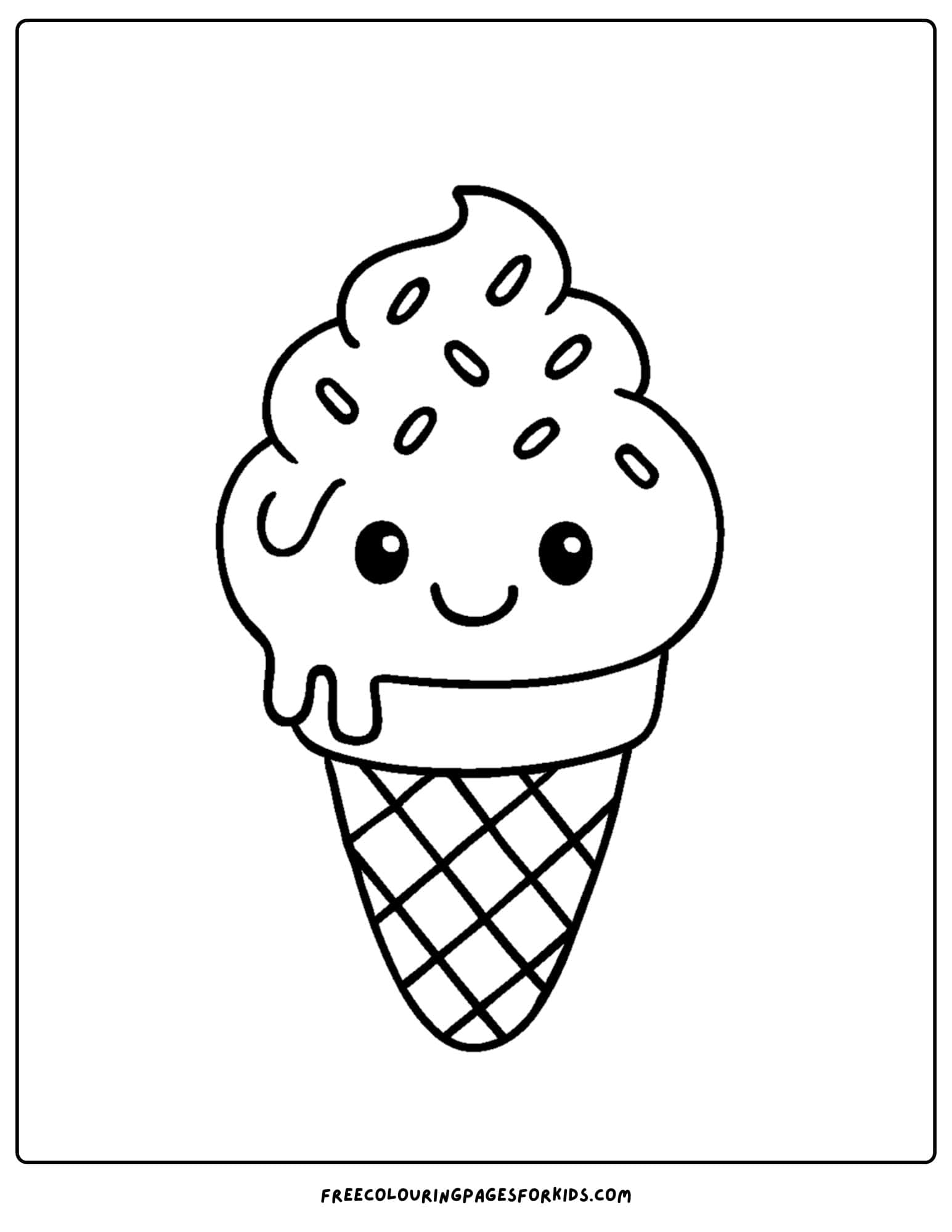 an easy to color smiling ice cream