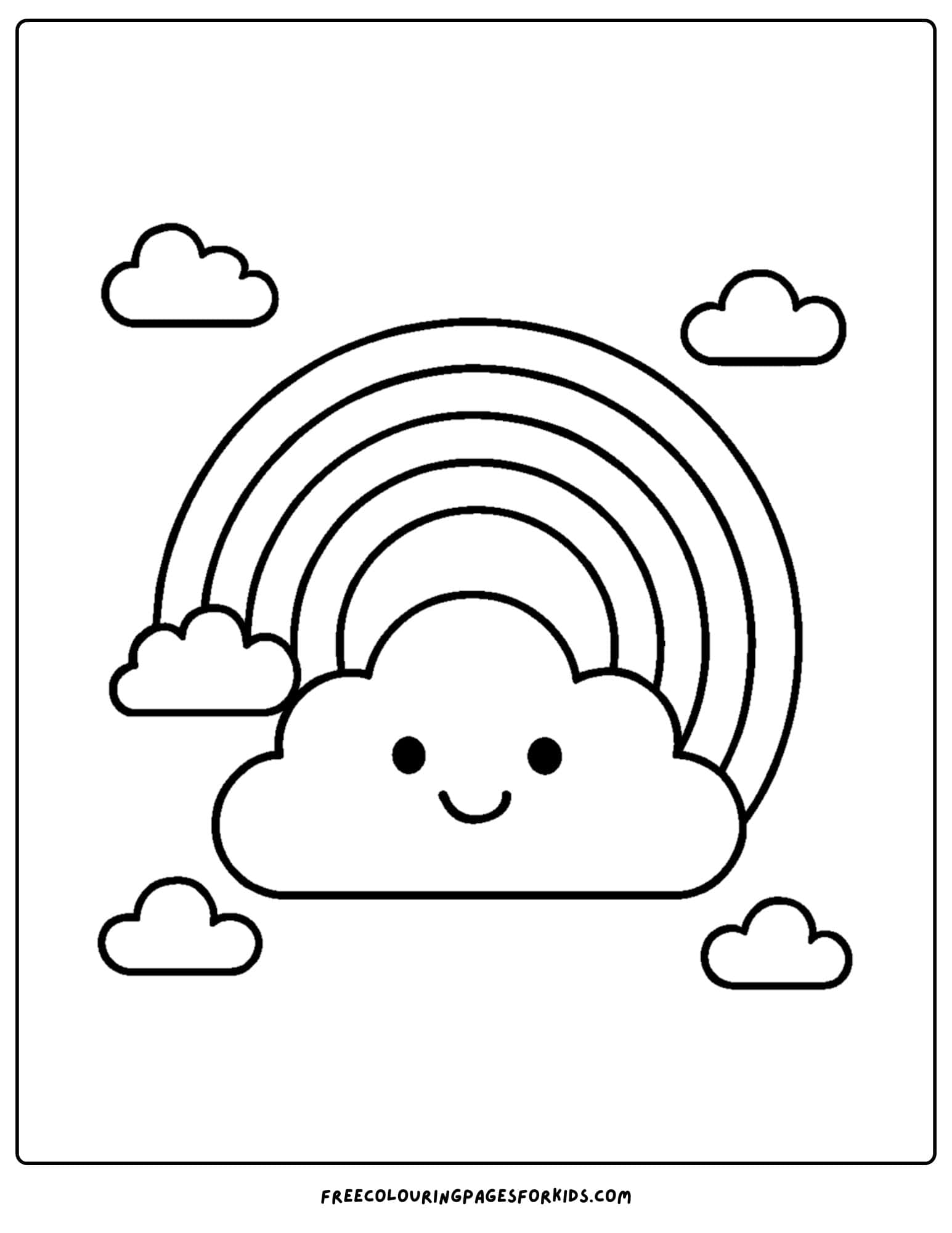an easy to color rainbow and cloud