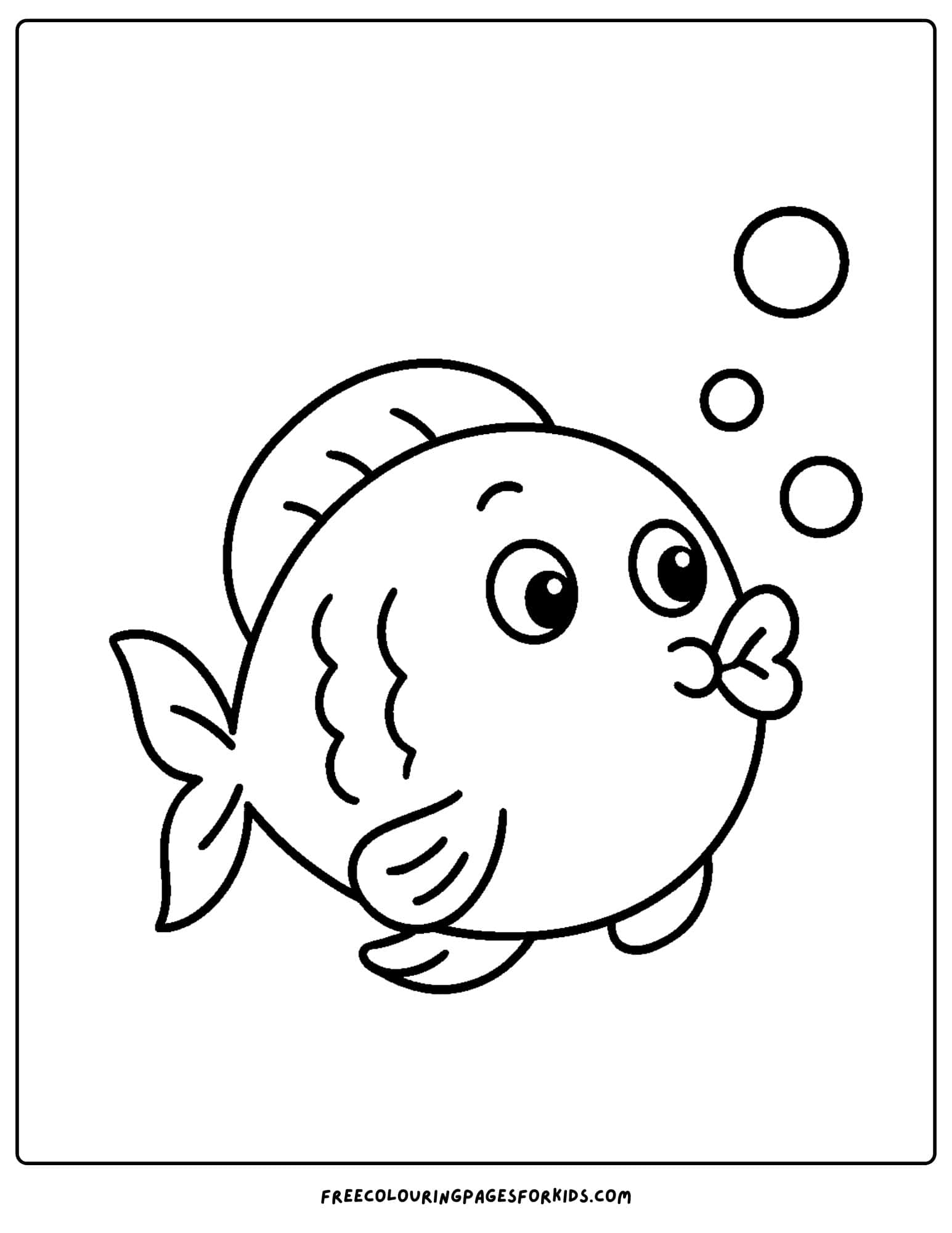 an easy to color fish blowing bubbles