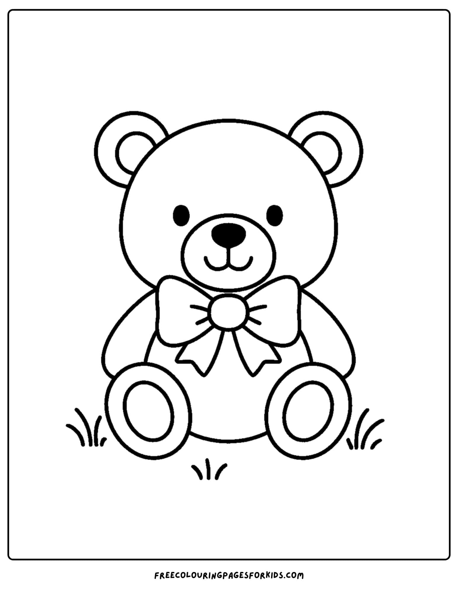 an easy to color teddy bear with bow