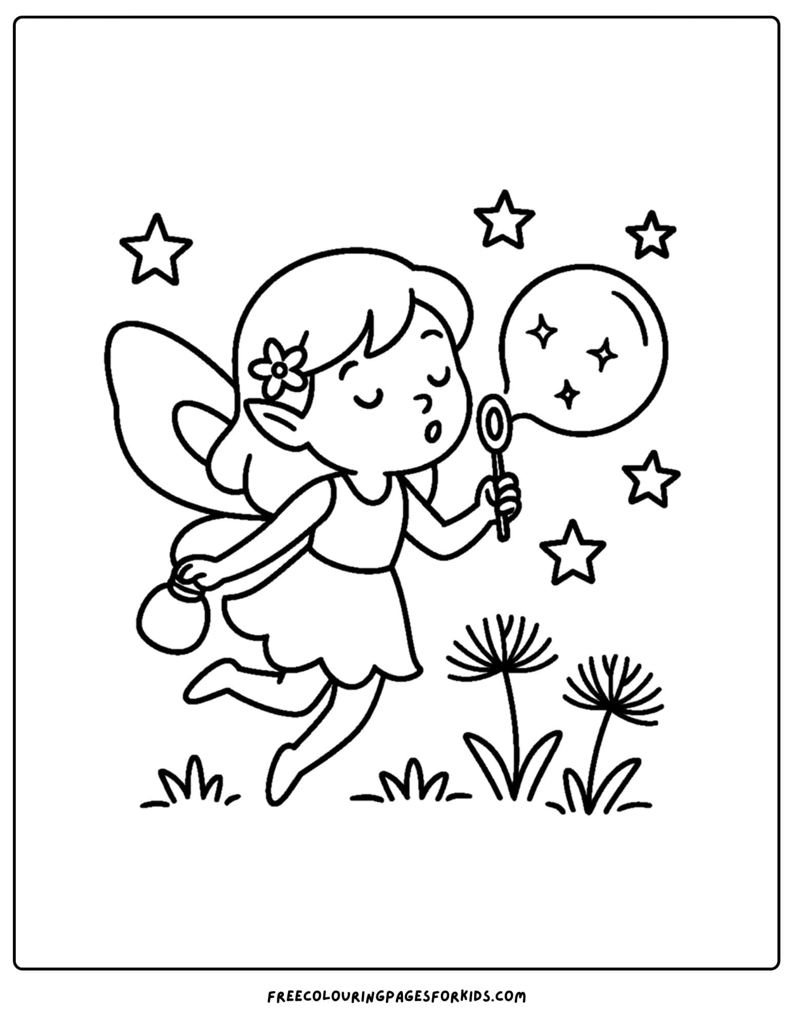 a fairy blowing bubbles