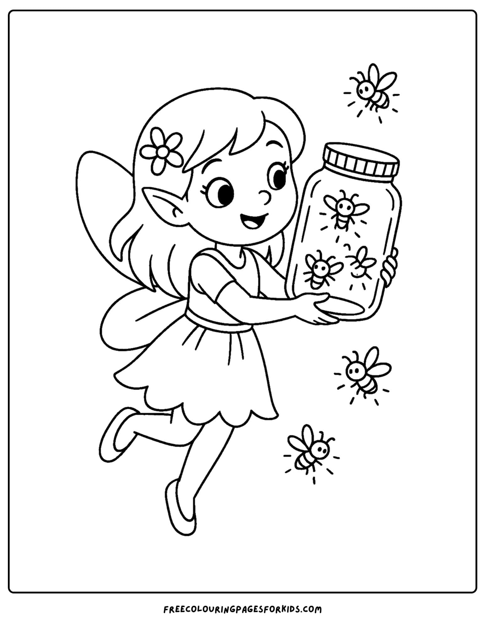 a fairy catching fireflies