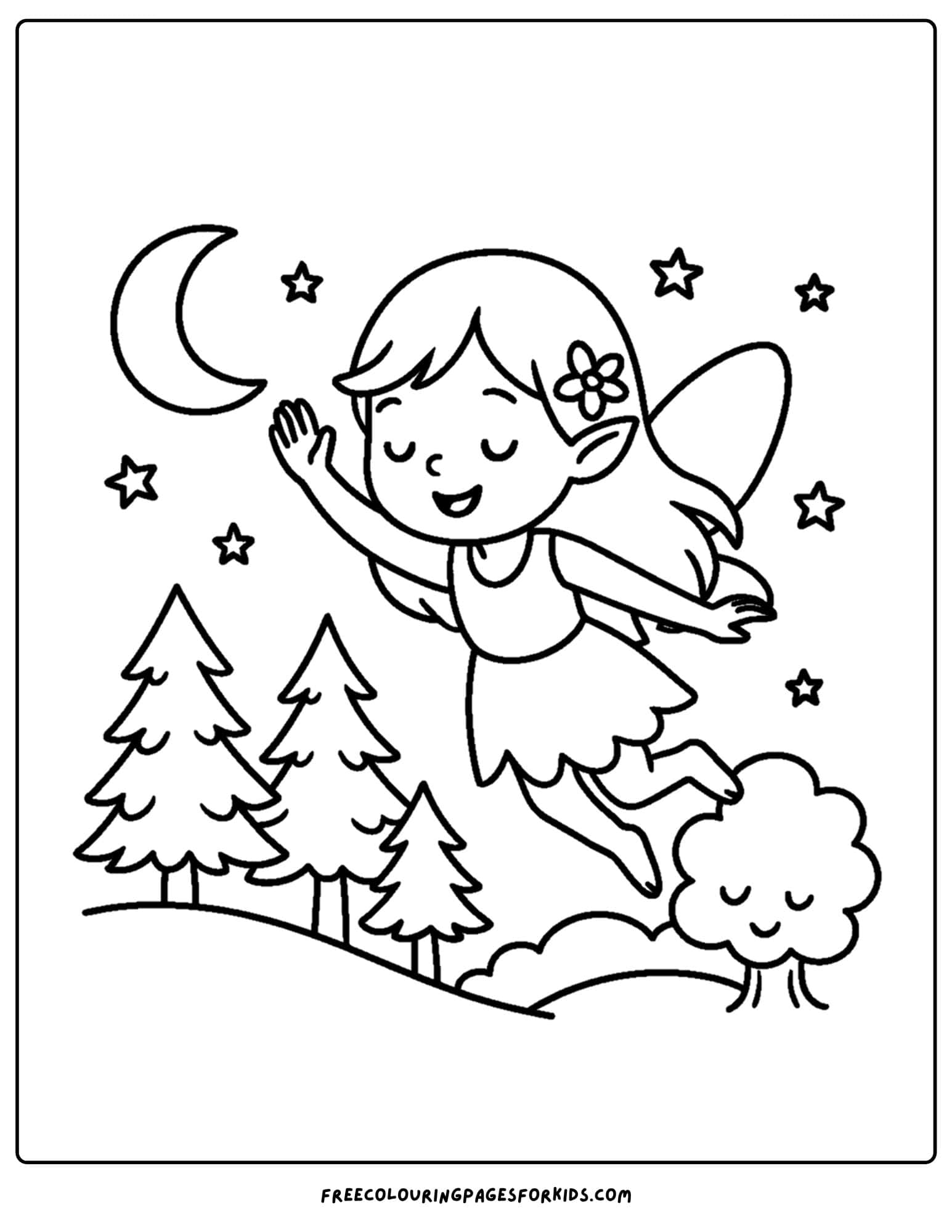 a fairy flying over a forest
