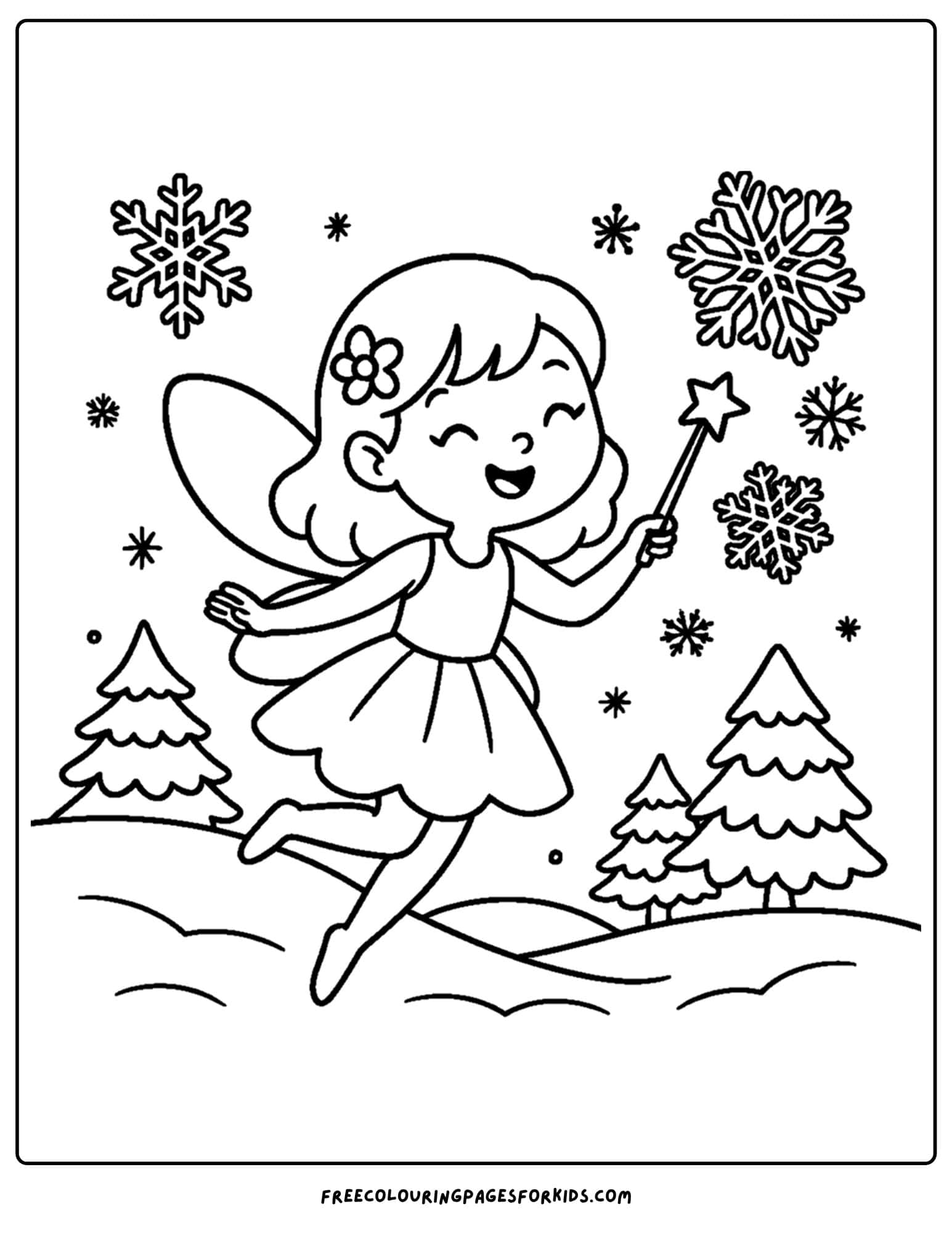 a fairy making snowflakes