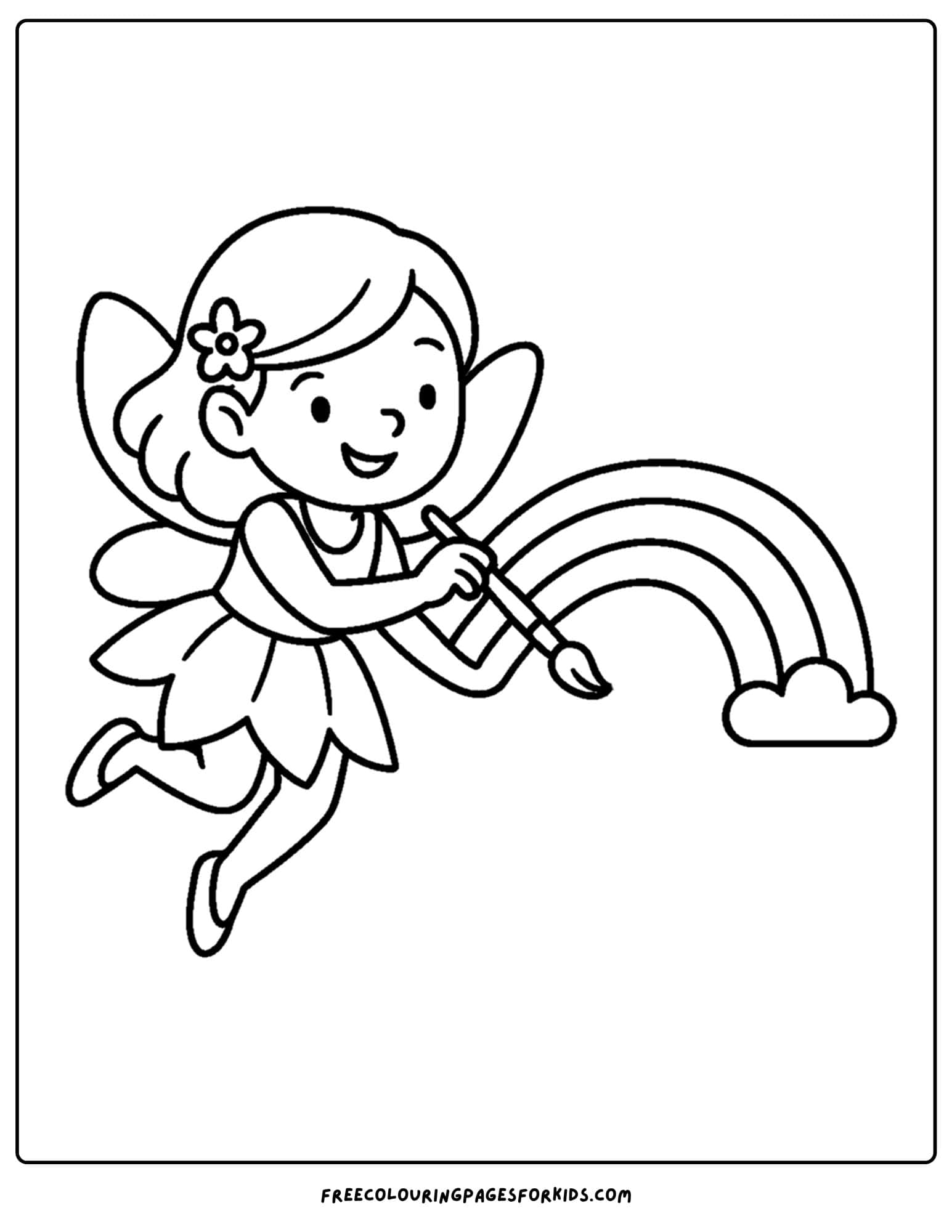 a fairy painting a rainbow