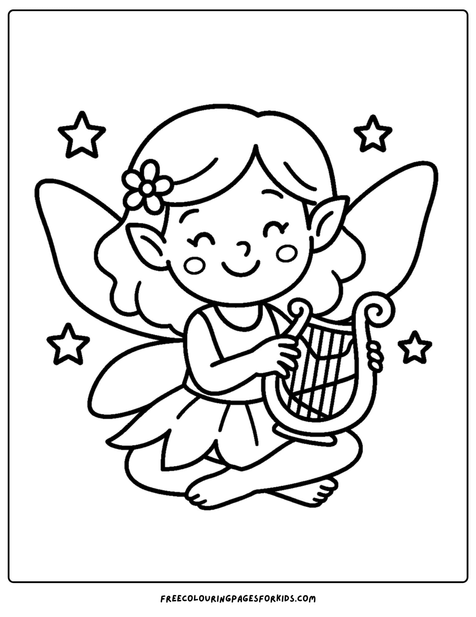 a fairy playing a harp