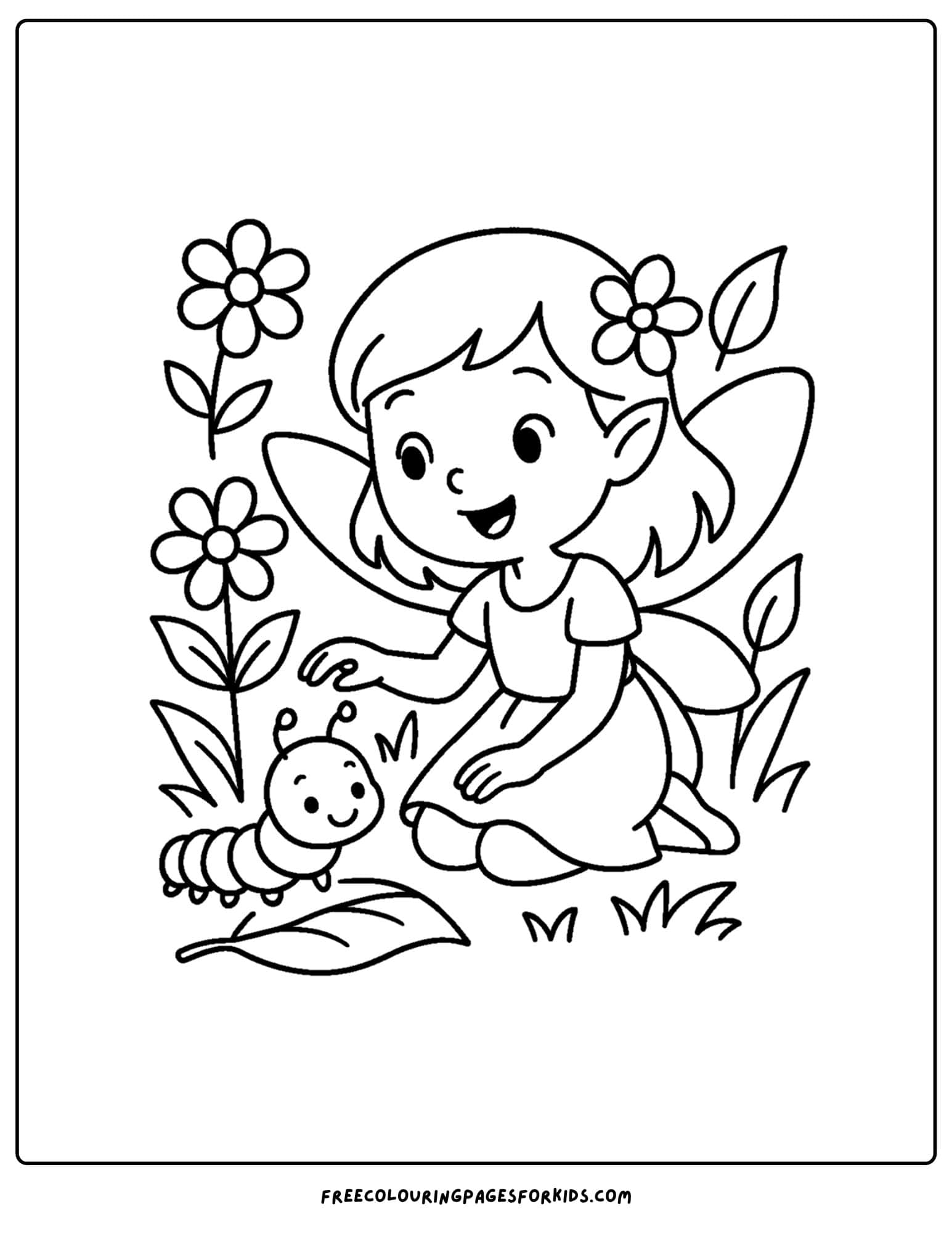 a fairy and a caterpillar