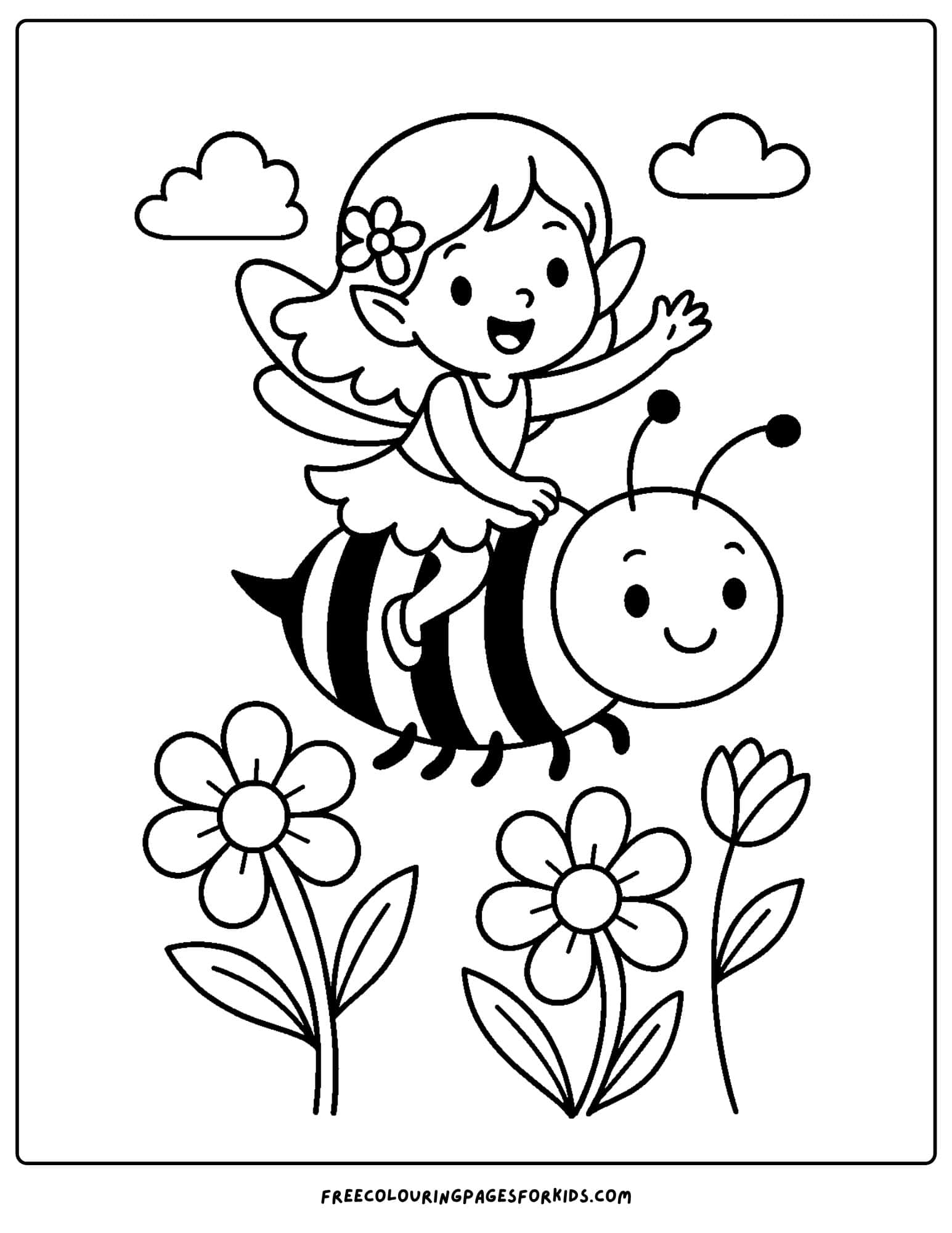 a fairy riding a bee