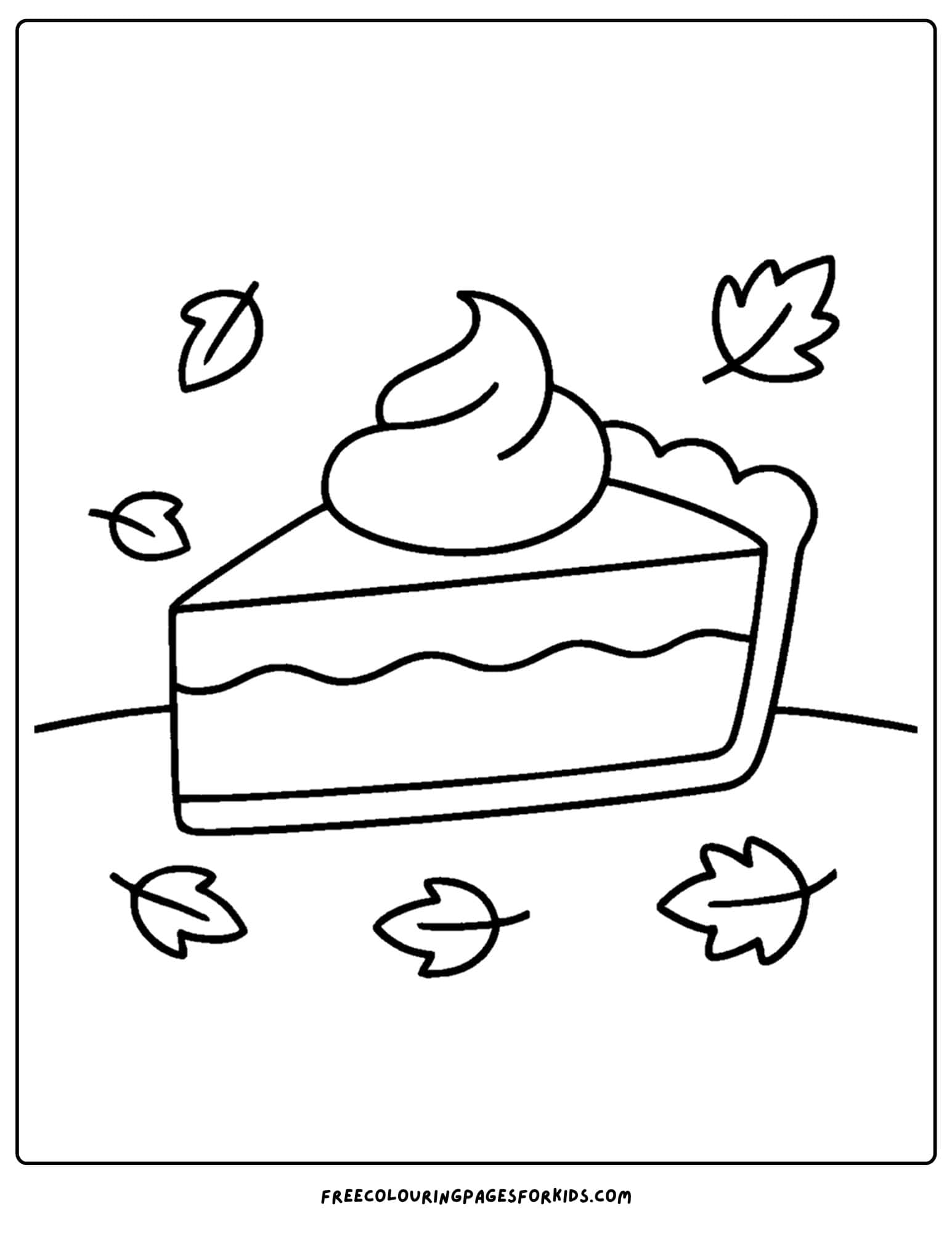 fall coloring page of a slice of pie