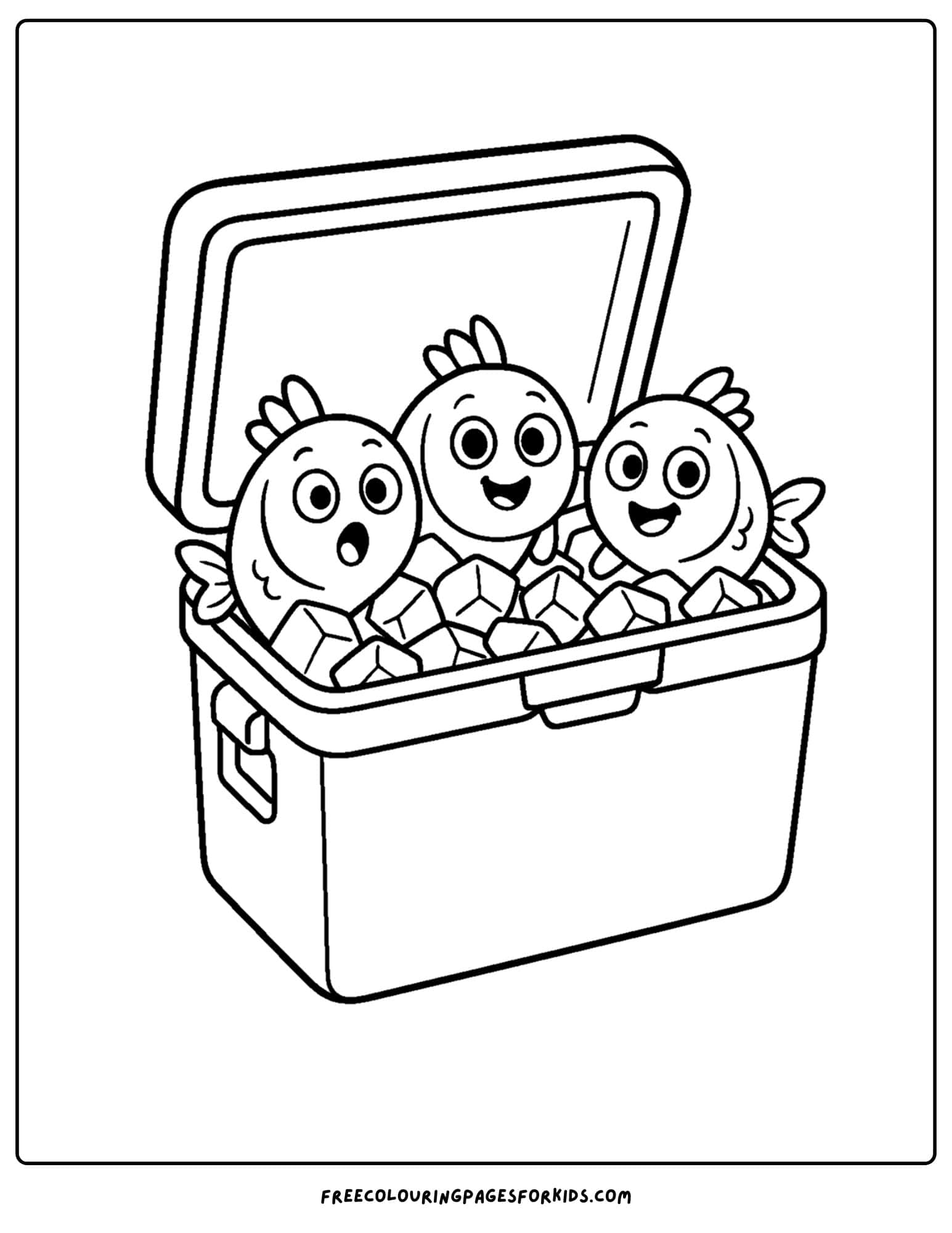 a fishing coloring page of a cooler full of fish