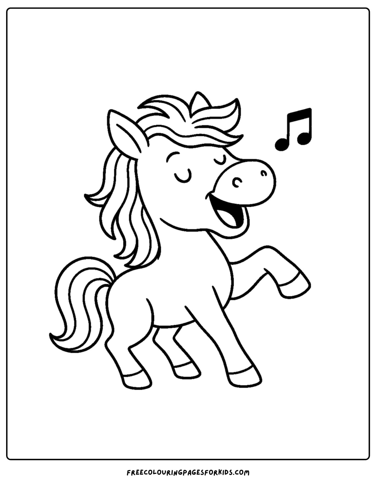 coloring page of a horse neighing