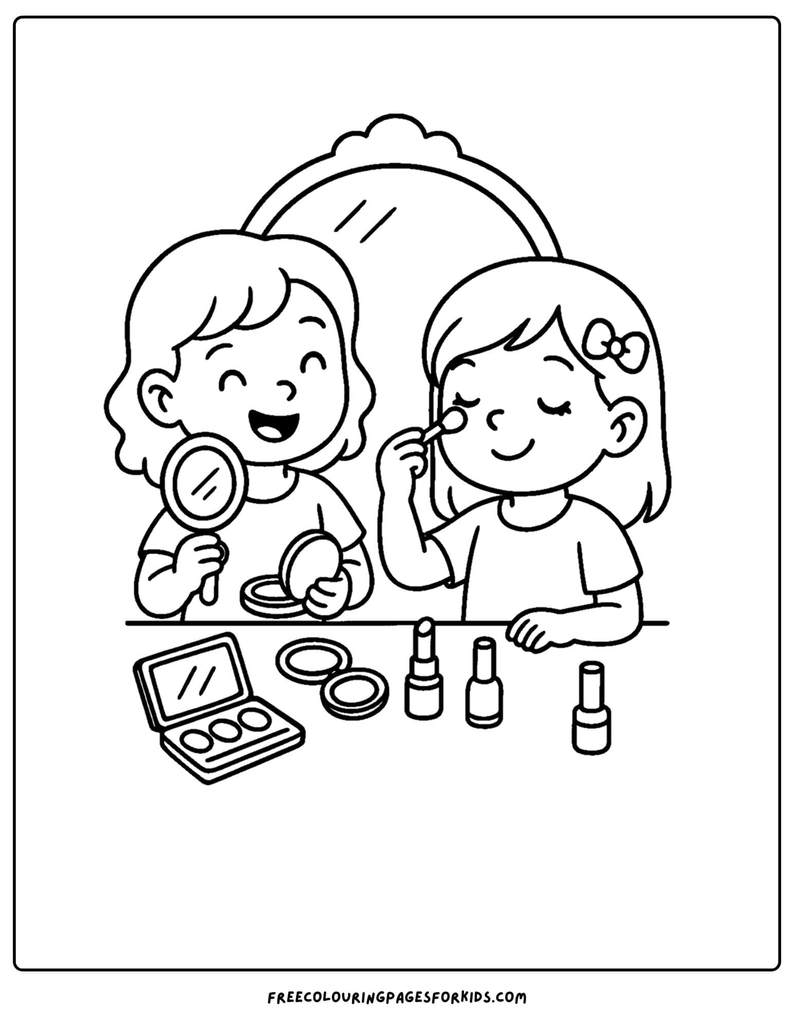 girls doing makeup together